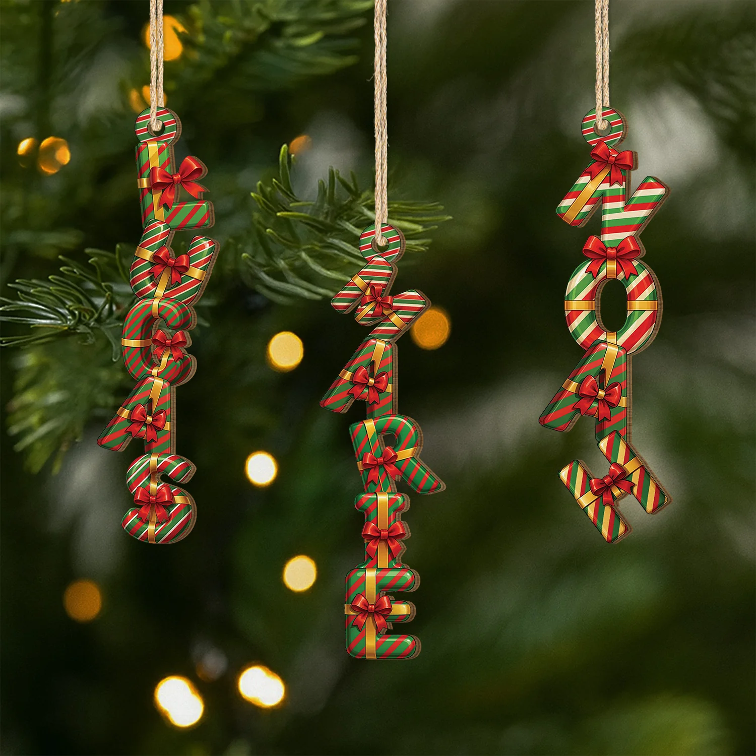 [Effet d'impression 3D] Ornement En Bois À 2 Couches Personnalisé Femme/Homme - Lettres Cadeau De Noël De Prénom