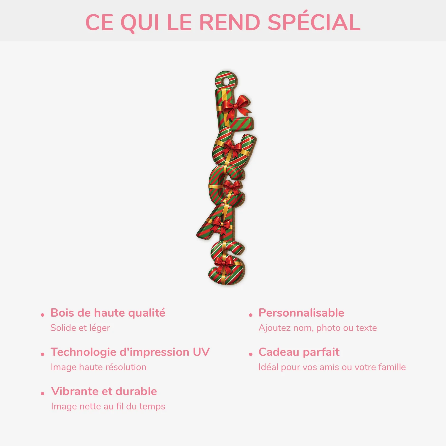 [Effet d'impression 3D] Ornement En Bois À 2 Couches Personnalisé Femme/Homme - Lettres Cadeau De Noël De Prénom - Image 4