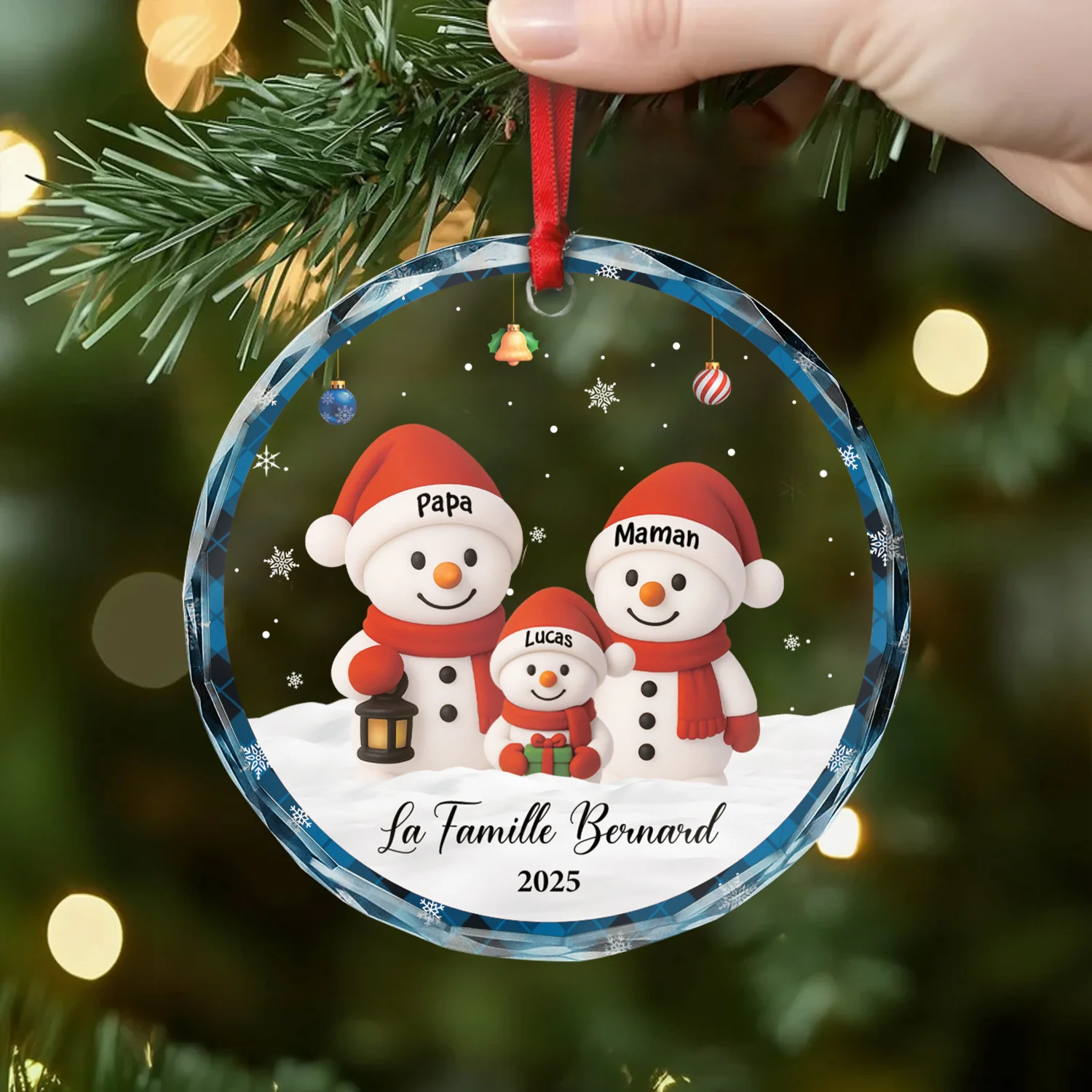 [Effet d'impression 3D] Ornement En Verre Personnalisé - Noël Ensemble De Famille - Image 2