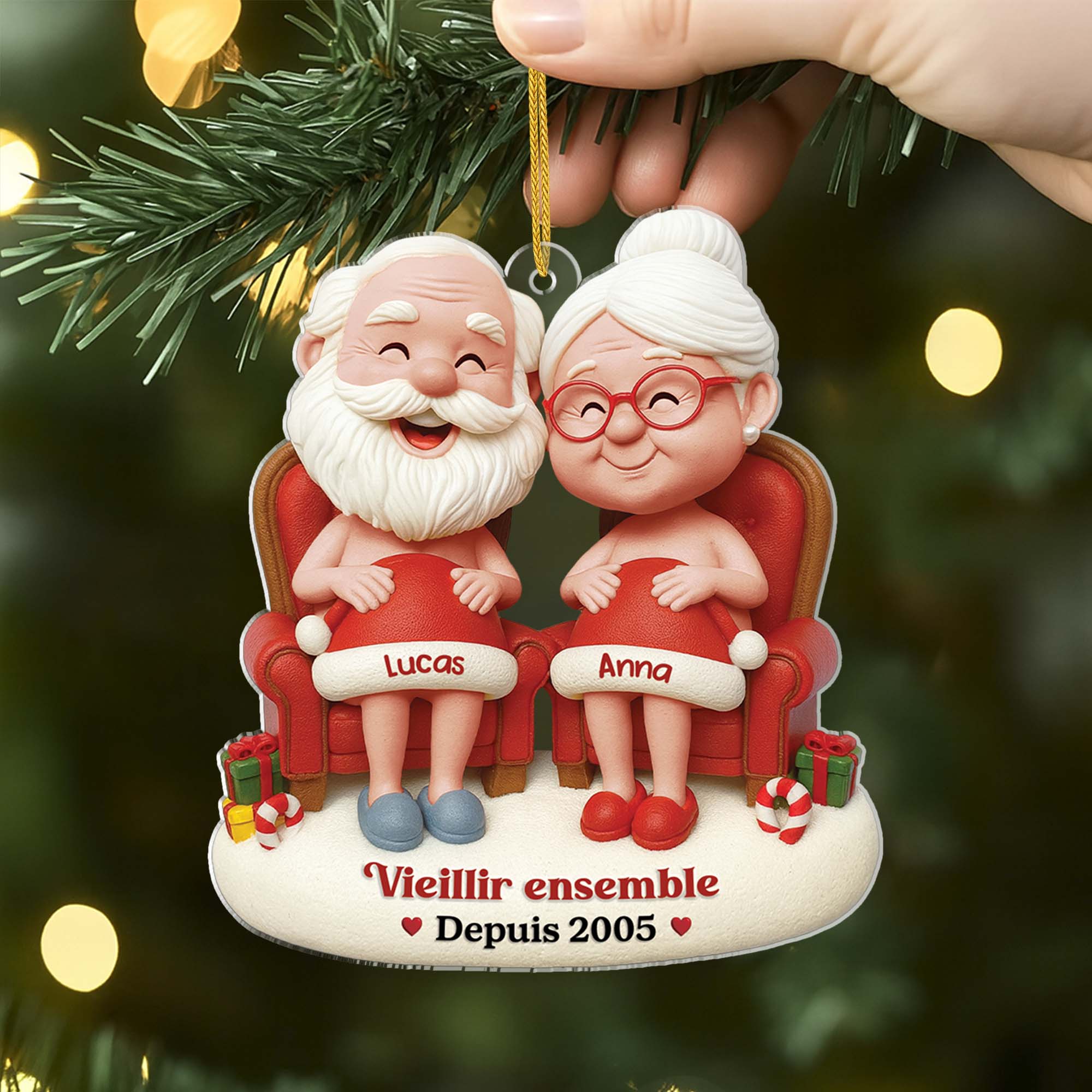 [Effet d'impression 3D] Ornement Noël Acrylique Personnalisé Avec Humour Pour Couple - Vieillir Ensemble - Image 2