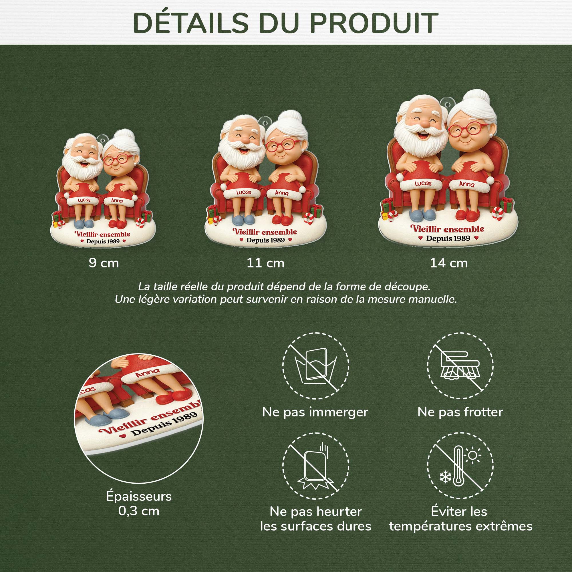 [Effet d'impression 3D] Ornement Noël Acrylique Personnalisé Avec Humour Pour Couple - Vieillir Ensemble - Image 3