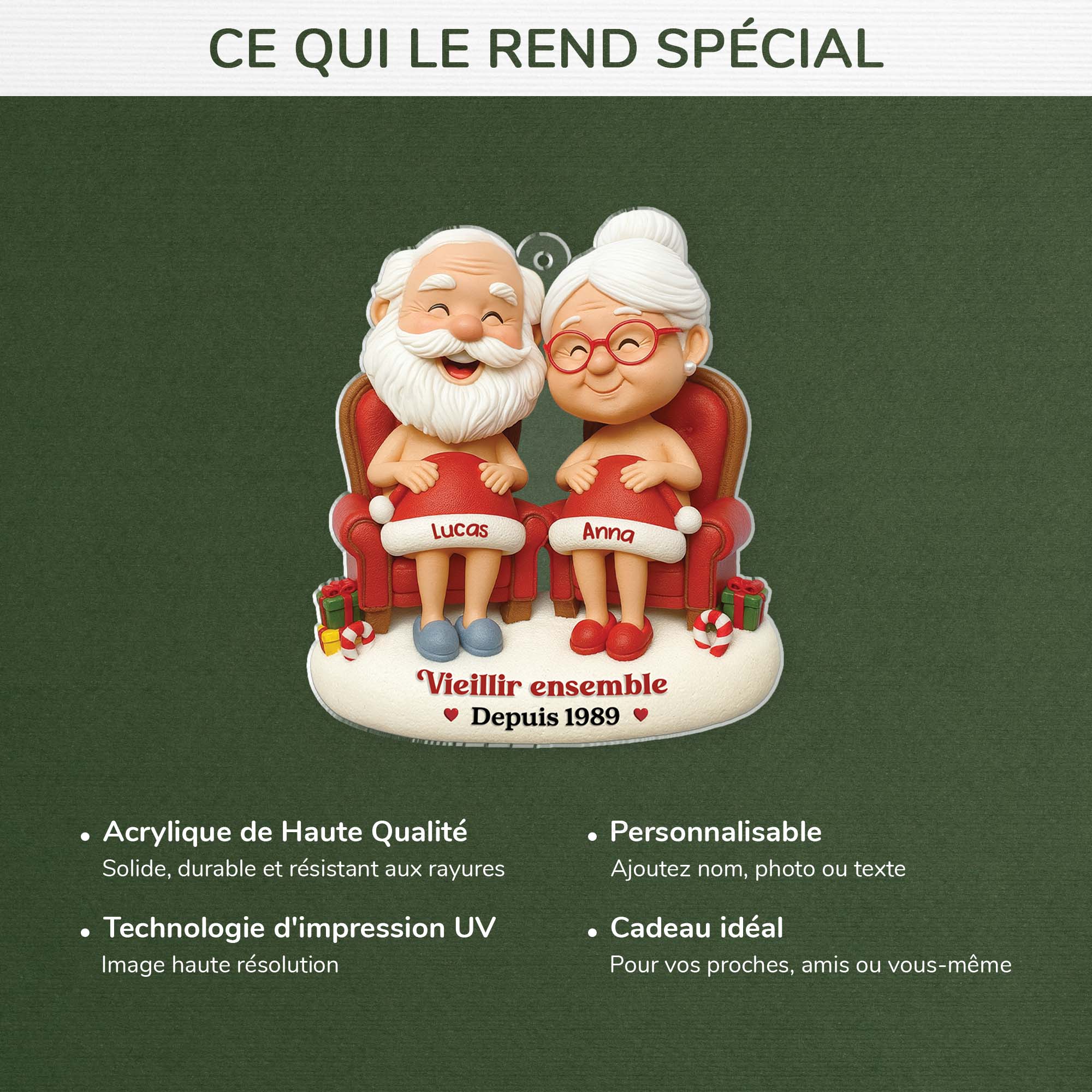 [Effet d'impression 3D] Ornement Noël Acrylique Personnalisé Avec Humour Pour Couple - Vieillir Ensemble - Image 4