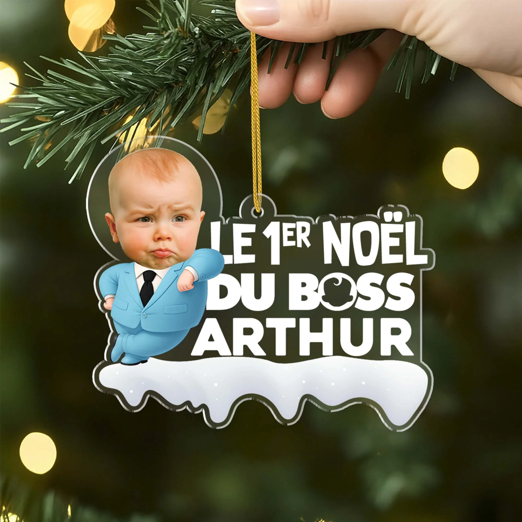 [Effet d'impression 3D] Ornement Noël Acrylique Personnalisé Avec Photo - Le 1er Noël Du Bébé Boss - Image 2