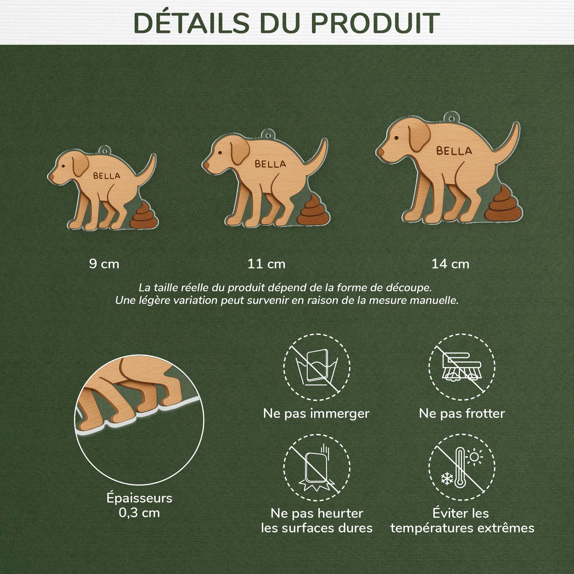[Effet d'impression 3D] Ornement Noël Acrylique Personnalisé - Chien Fait Caca - Image 3