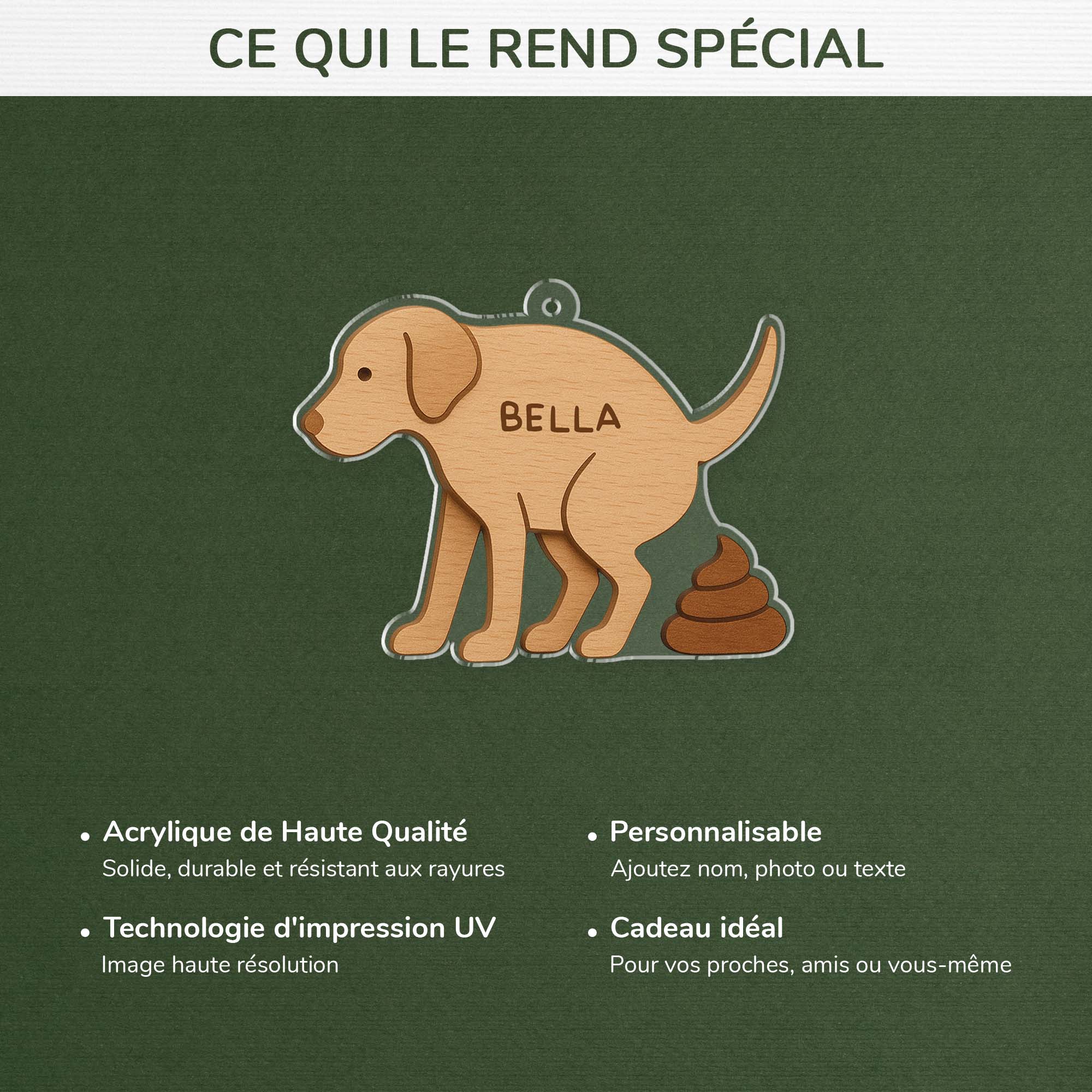 [Effet d'impression 3D] Ornement Noël Acrylique Personnalisé - Chien Fait Caca - Image 4