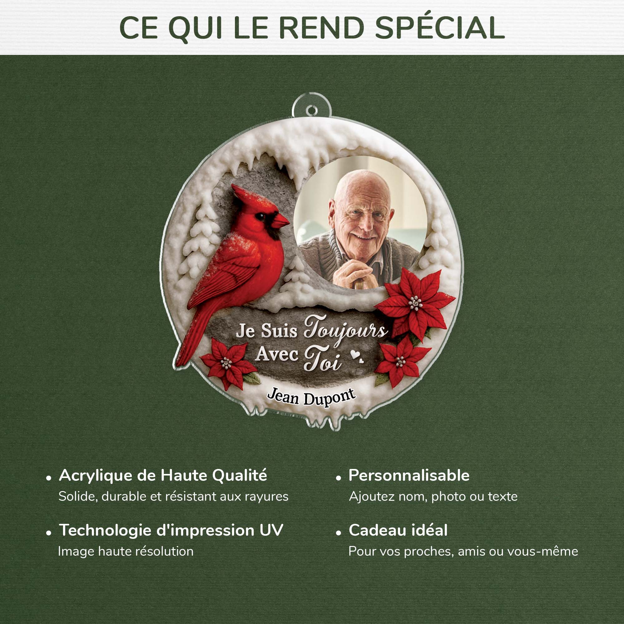 [Effet d'impression 3D] Ornement Noël Acrylique Personnalisé Commémoratif Avec Photo - Je Suis Toujours Avec Toi - Image 4