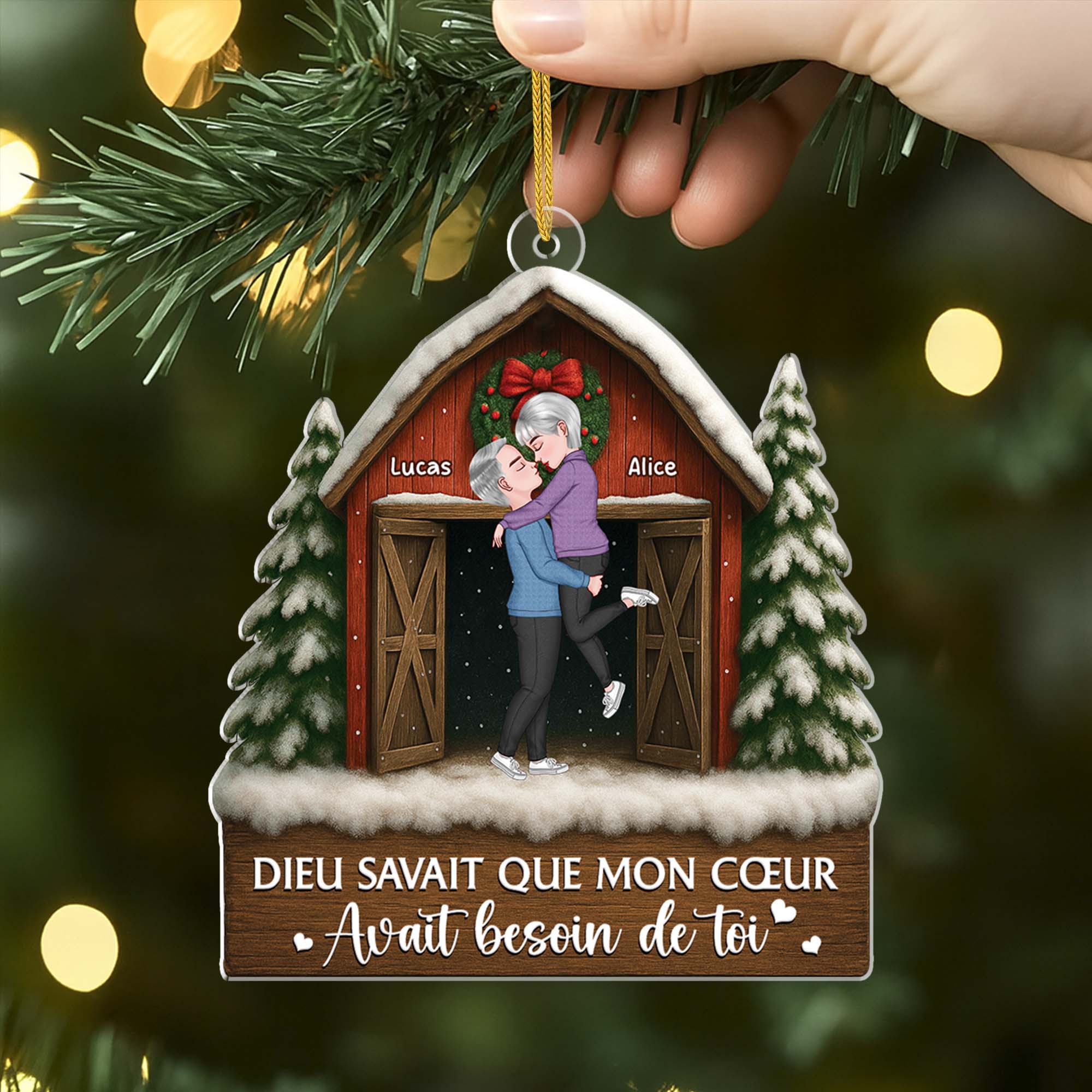 [Effet d'impression 3D] Ornement Noël Acrylique Personnalisé Couple - Dieu M’a Donné Toi - Image 2