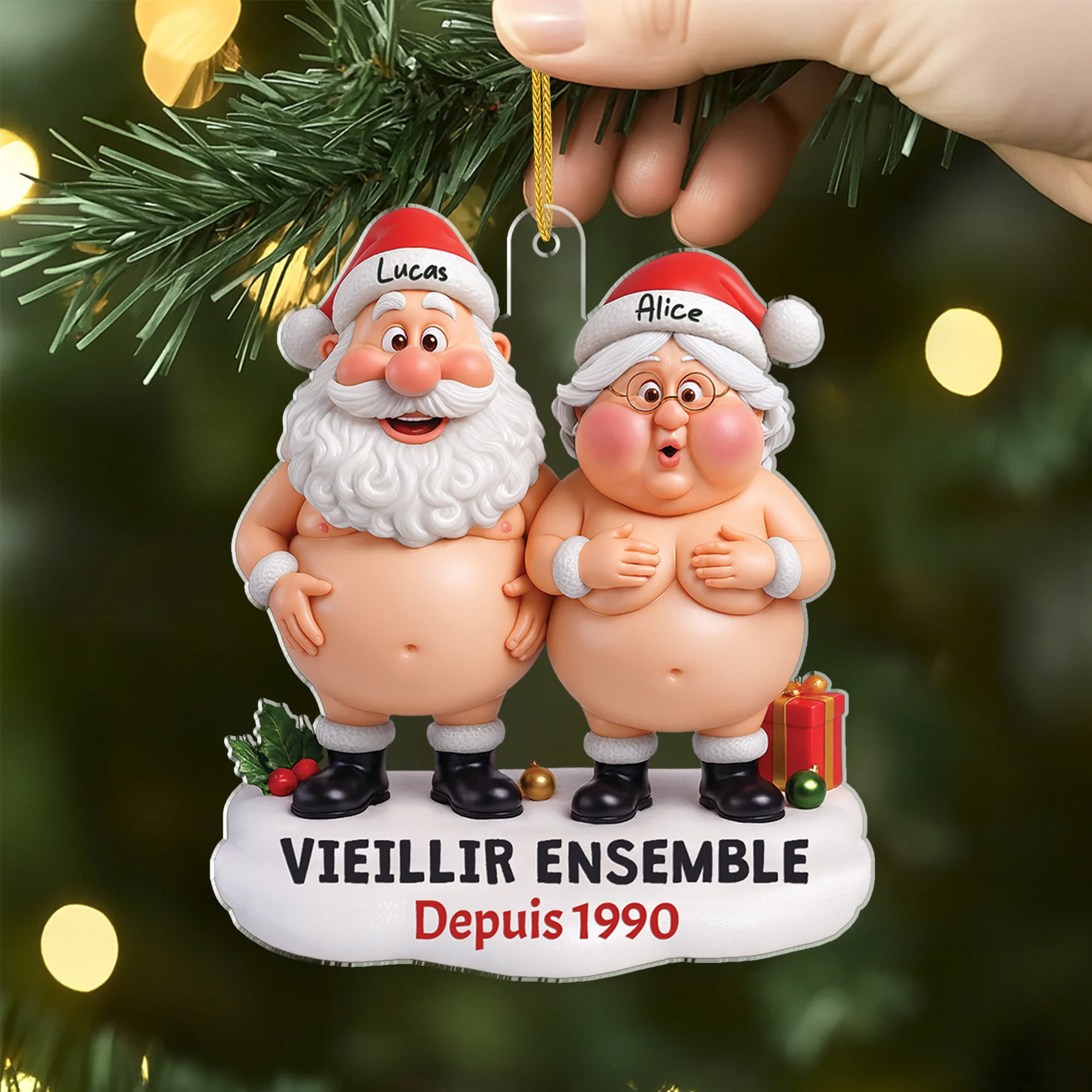 [Effet d'impression 3D] Ornement Noël Acrylique Personnalisé Couple Insolite - Vieillir Ensemble - Image 2