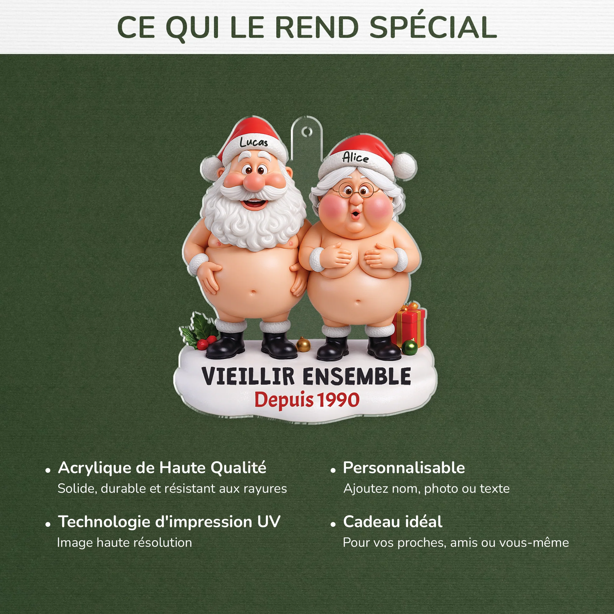 [Effet d'impression 3D] Ornement Noël Acrylique Personnalisé Couple Insolite - Vieillir Ensemble - Image 4