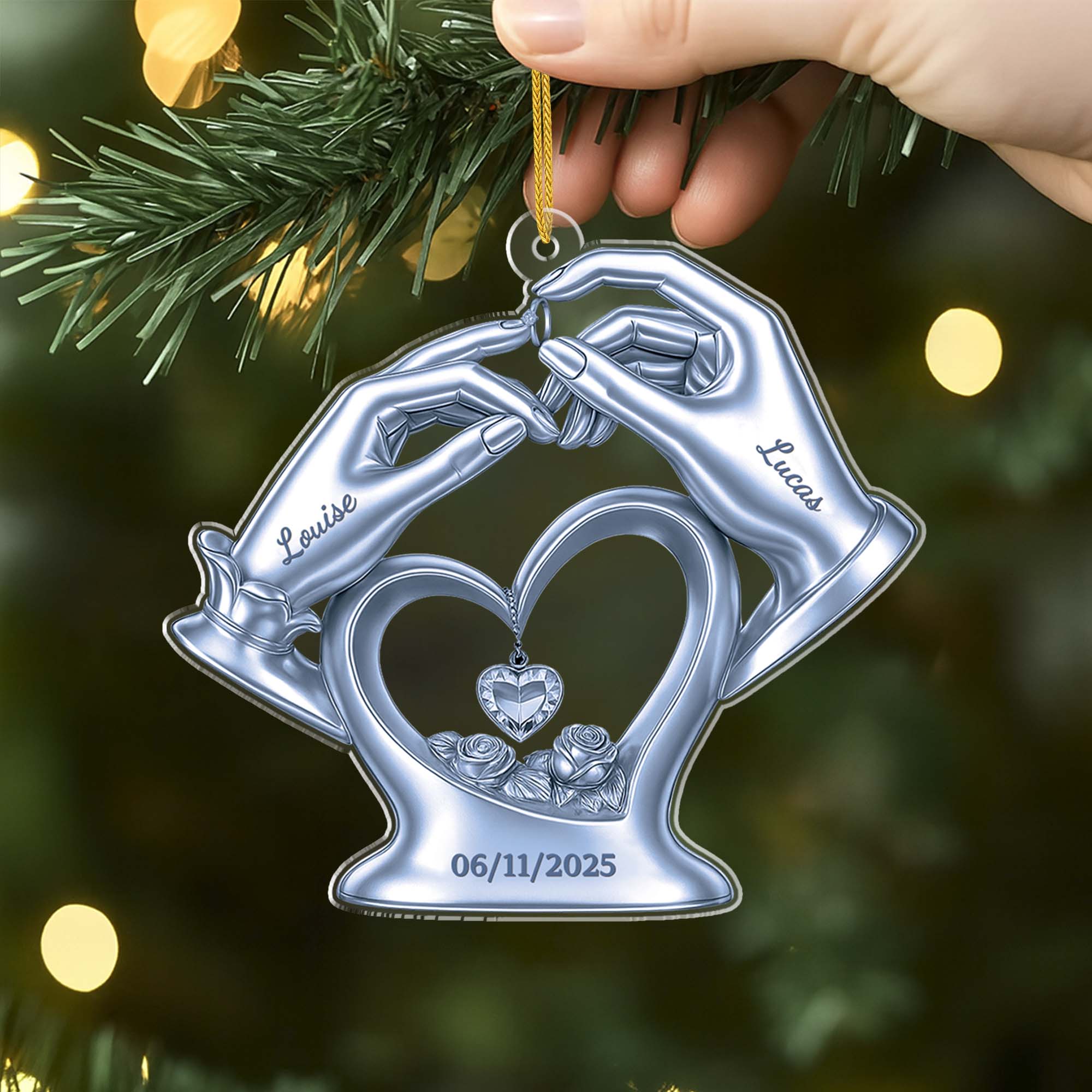[Effet d'impression 3D] Ornement Noël Personnalisé Acrylique Couple - Notre Mariage - Image 2