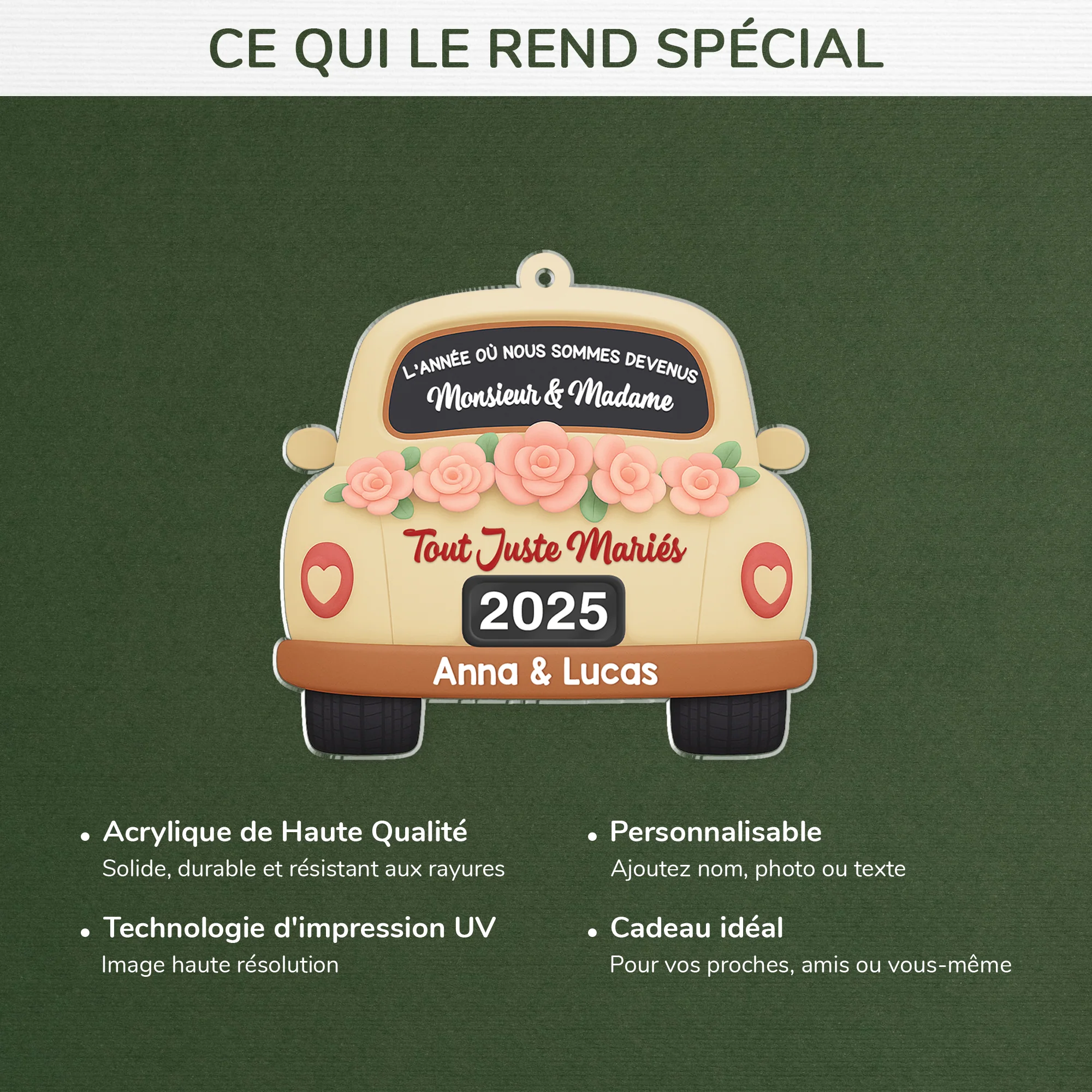[Effet d'impression 3D] Ornement Noël Acrylique Personnalisé Couple Pour Mariage - Devenir Monsieur Et Madame - Image 4