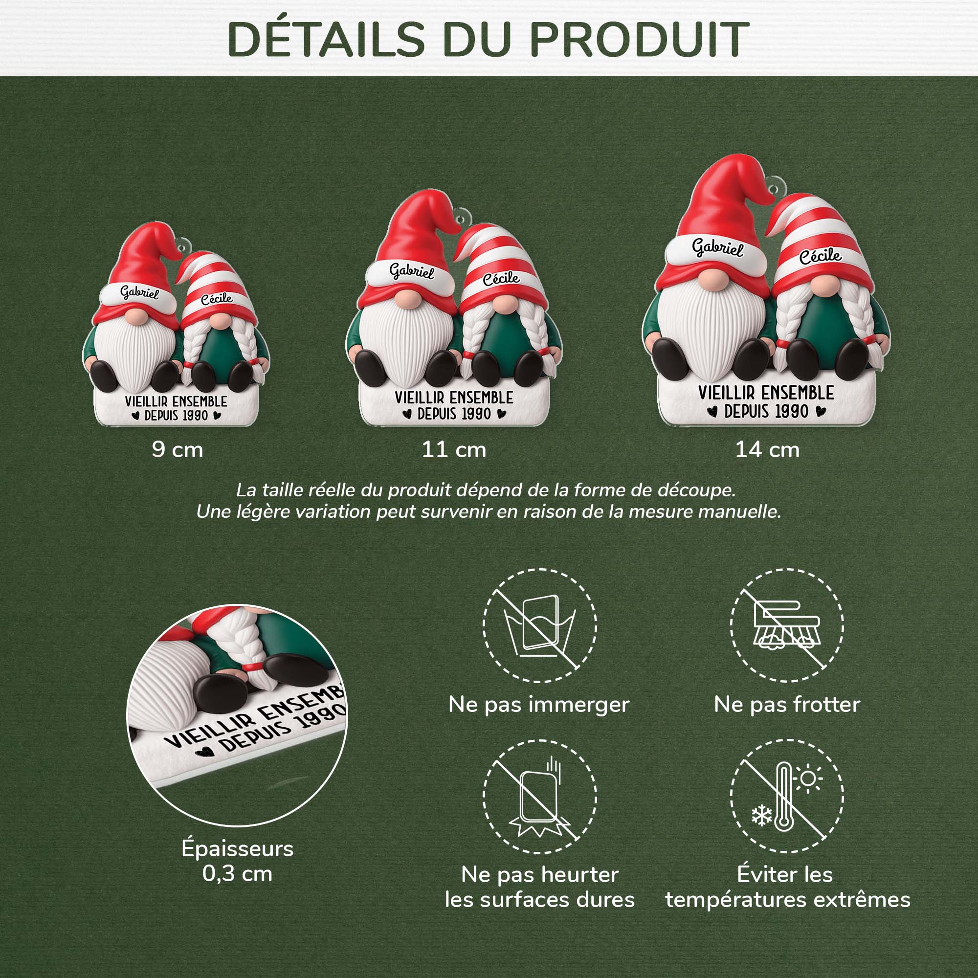 [Effet d'impression 3D] Ornement Noël Acrylique Personnalisé Couple - Toi Et Moi Vieillir Ensemble - Image 3