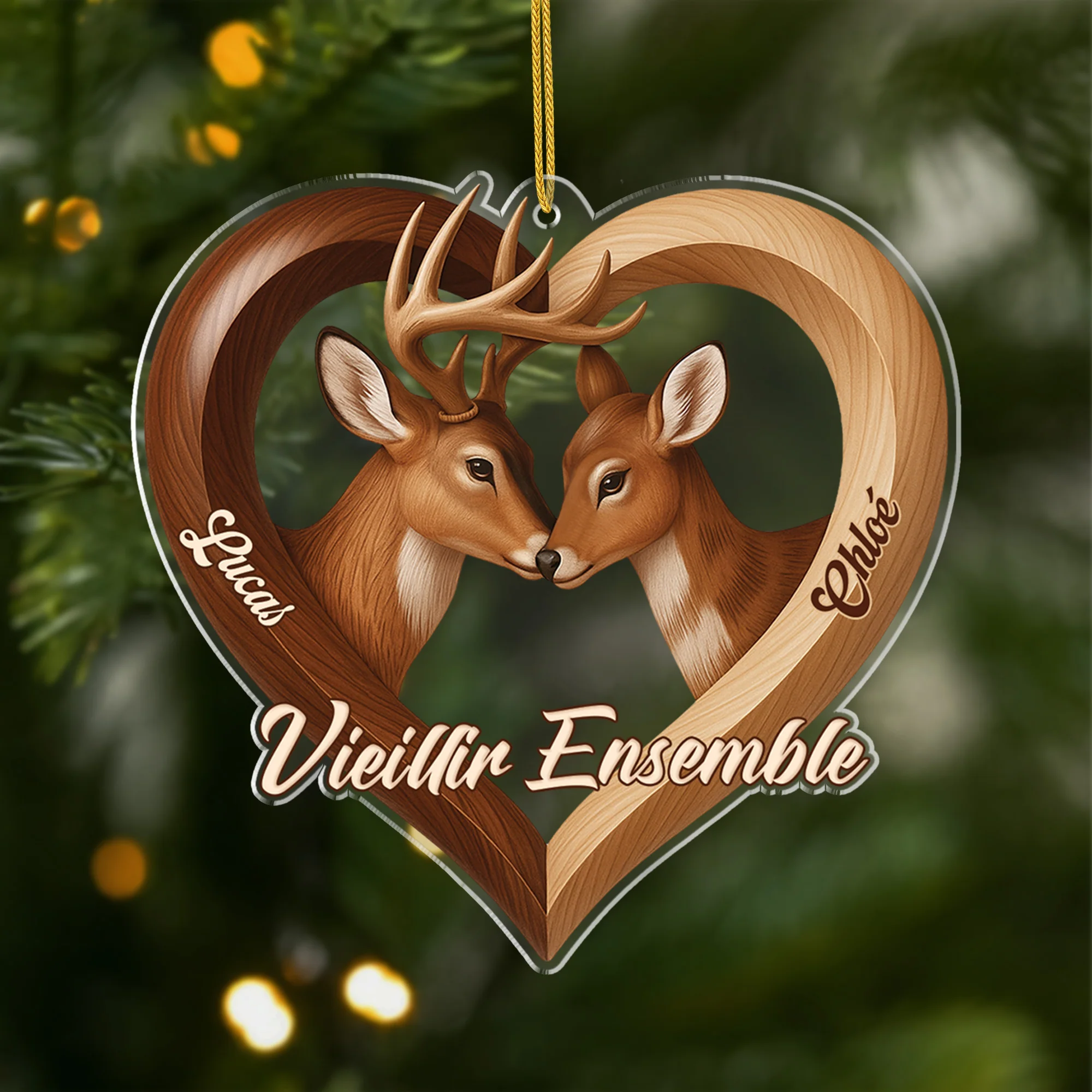 [Effet d'impression 3D] Ornement Noël Acrylique Personnalisé Couple - Toi & Moi Ça Va Le Faire