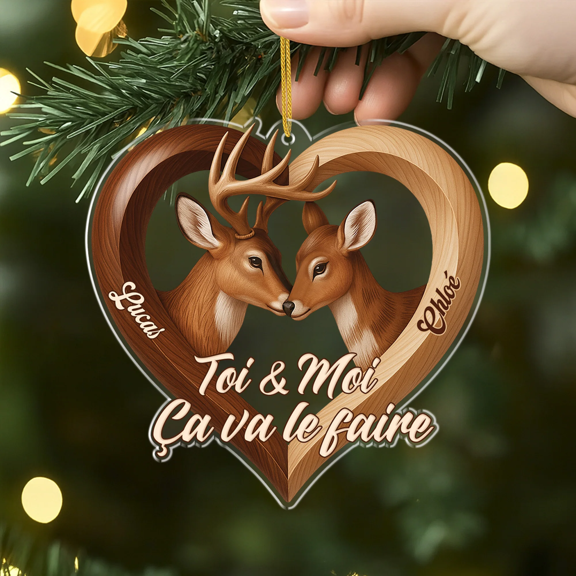 [Effet d'impression 3D] Ornement Noël Acrylique Personnalisé Couple - Toi & Moi Ça Va Le Faire - Image 2