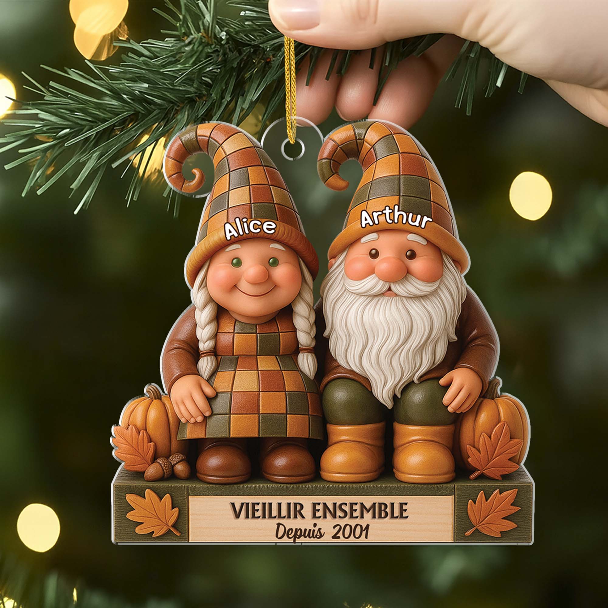 [Effet d'impression 3D] Ornement Noël Acrylique Personnalisé Couple - Vieillir Ensemble Style Automne - Image 2