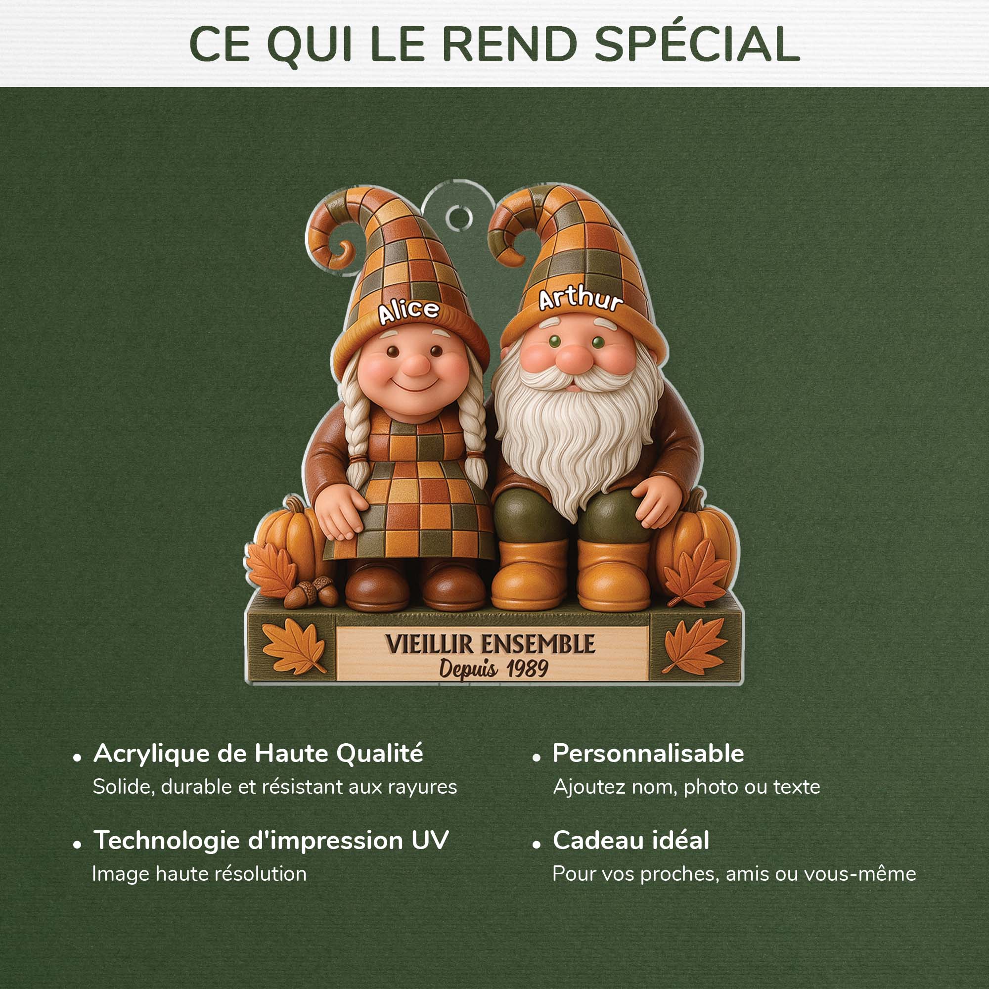 [Effet d'impression 3D] Ornement Noël Acrylique Personnalisé Couple - Vieillir Ensemble Style Automne - Image 4