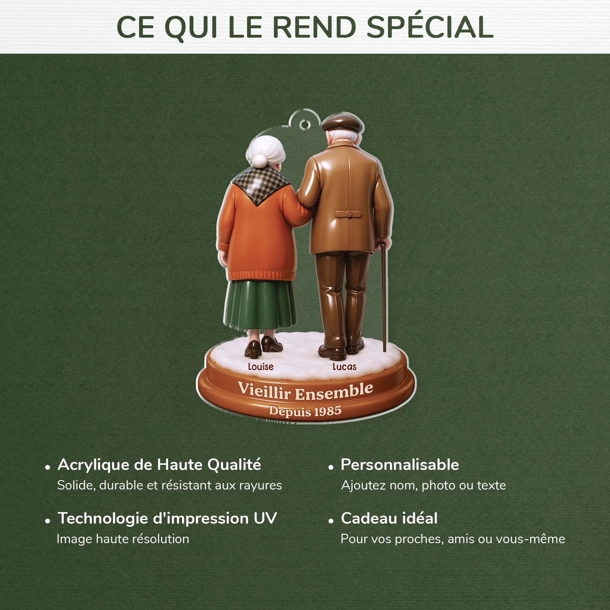 [Effet d'impression 3D] Ornement Noël Acrylique Personnalisé Couple - Vieillir Ensemble Toi Et Moi - Image 4