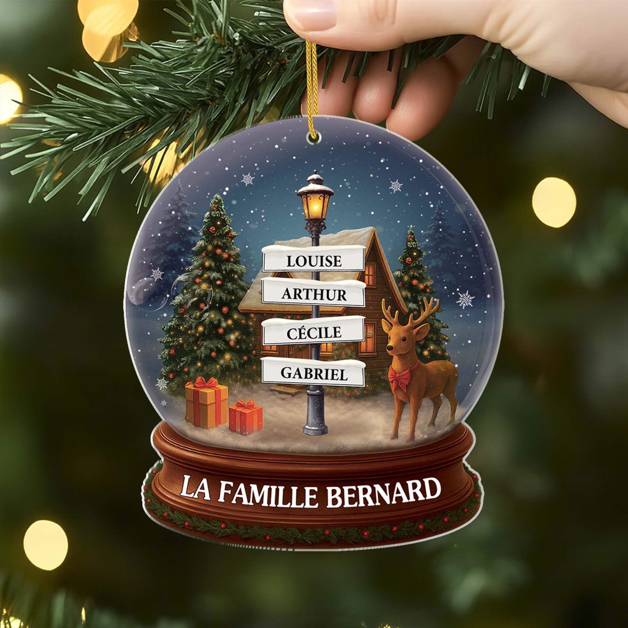 [Effet d'impression 3D] Ornement Noël Acrylique Personnalisé Famille - Boule À Neige Magique - Image 2