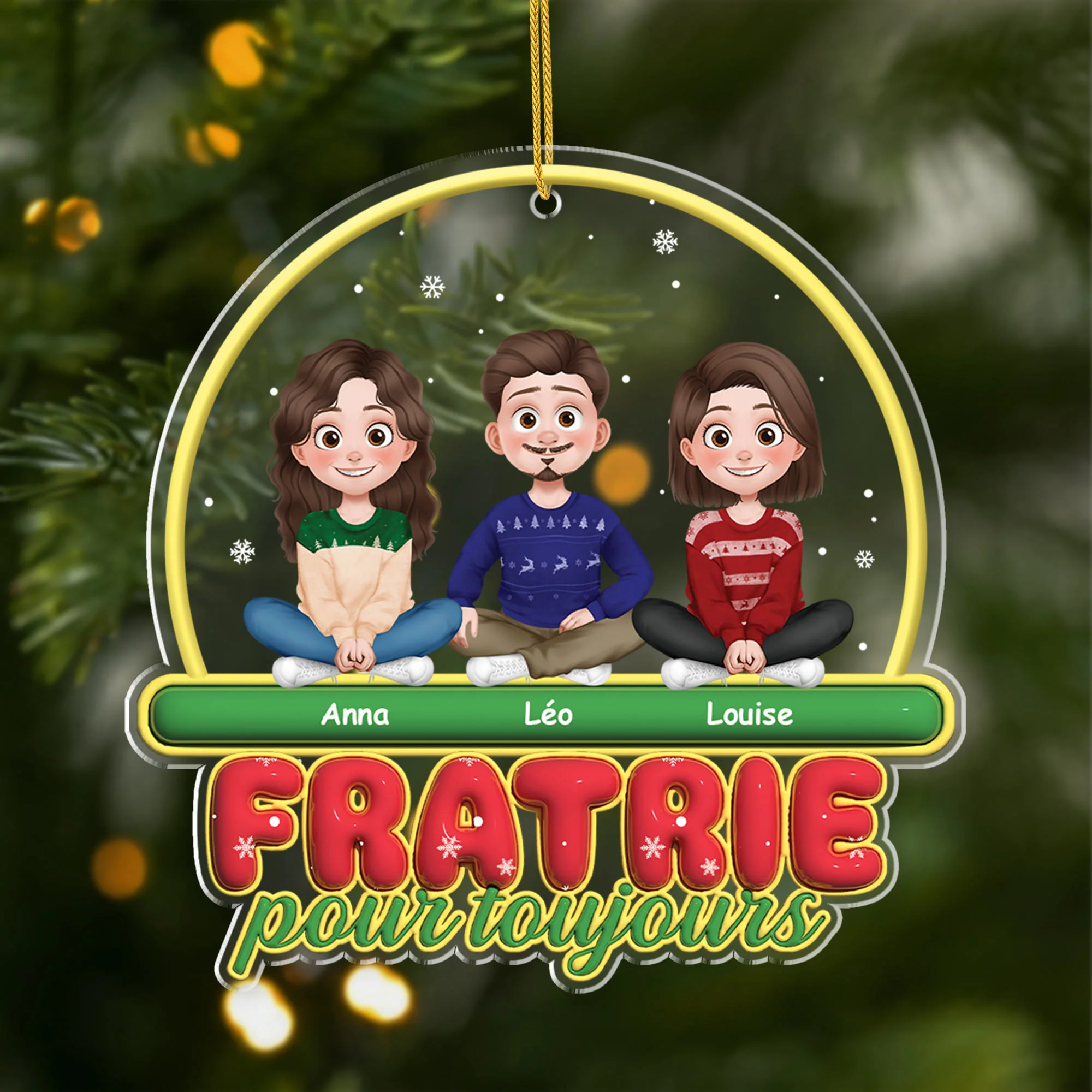 [Effet d'impression 3D] Ornement Noël Acrylique Personnalisé - Frères Et Sœurs Pour Toujours