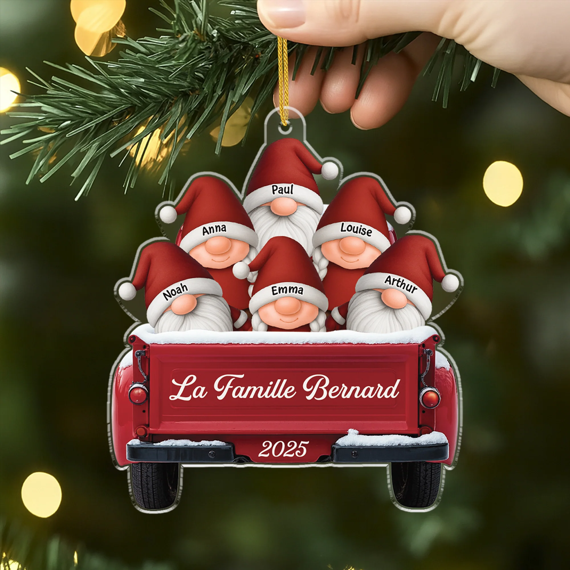 [Effet d'impression 3D] Ornement Noël Acrylique Personnalisé - Grande Famille De Gnome - Image 2