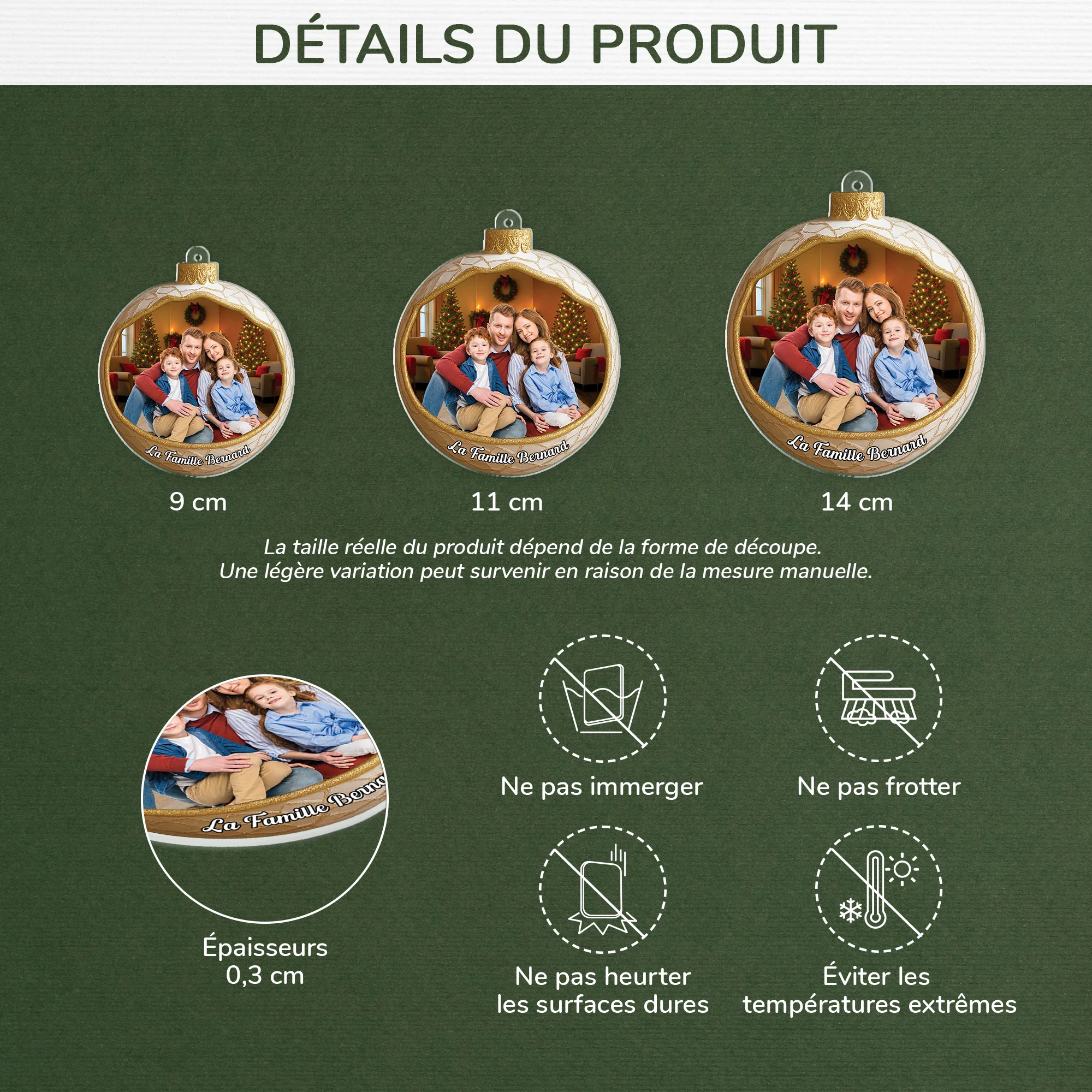 [Effet d'impression 3D] Ornement Noël Acrylique Personnalisé -  La Famille Avec Photo - Image 3
