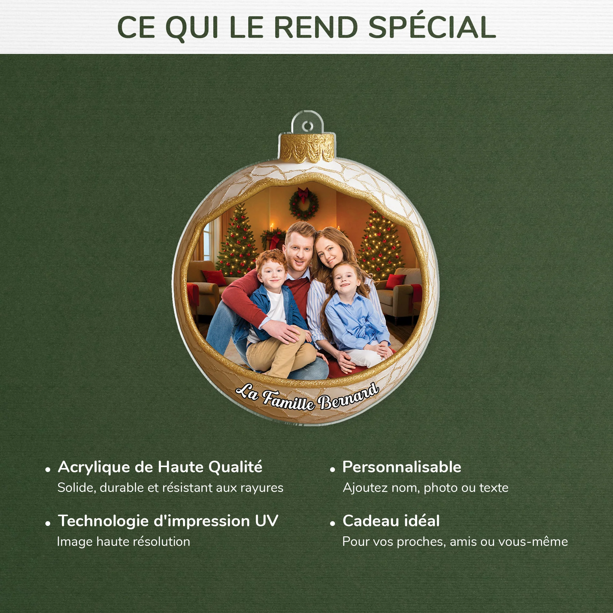 [Effet d'impression 3D] Ornement Noël Acrylique Personnalisé -  La Famille Avec Photo - Image 4