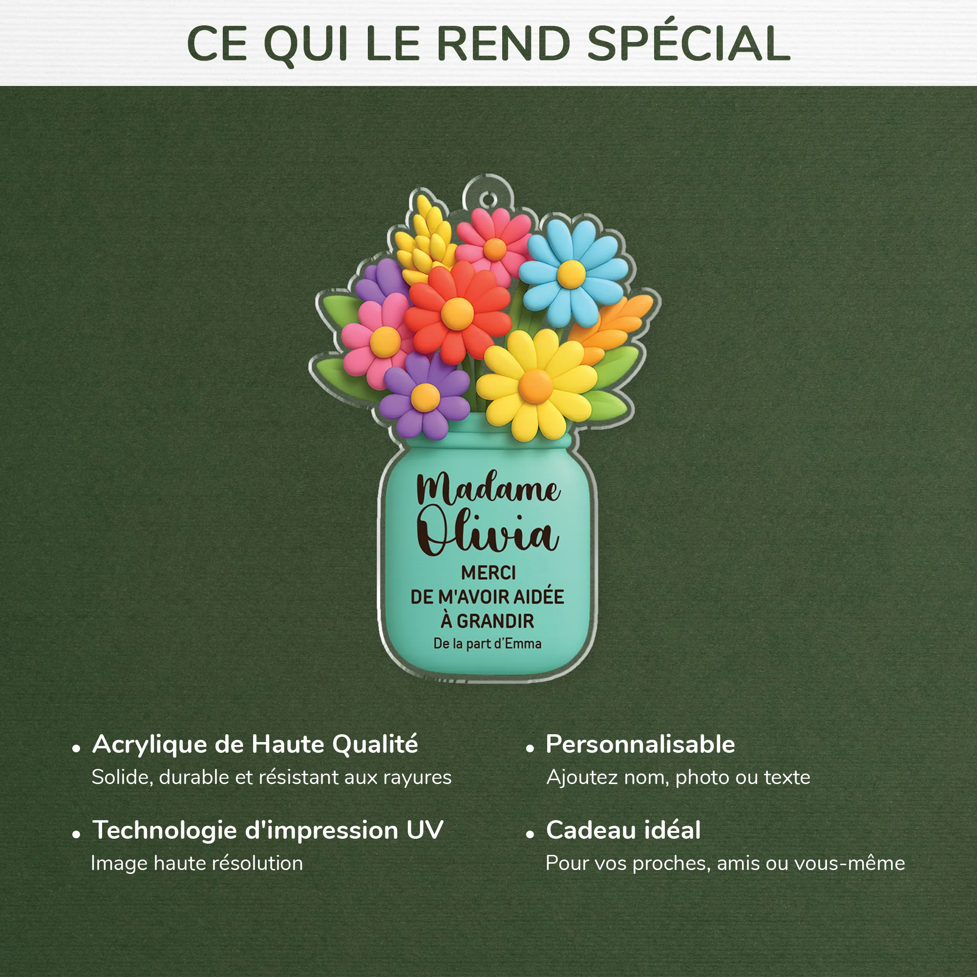 [Effet d'impression 3D] Ornement Noël Personnalisé Acrylique - Merci Professeur - Image 4