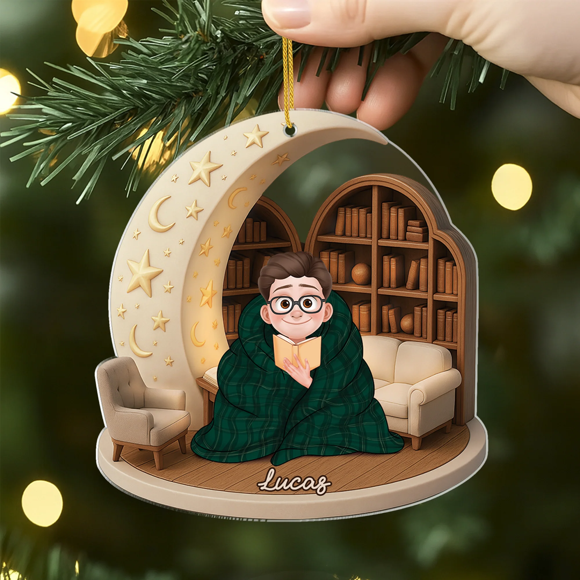 [Effet d'impression 3D] Ornement Noël Acrylique Personnalisé - Mon Endroit Préféré Pour Lire Un Livre - Image 2