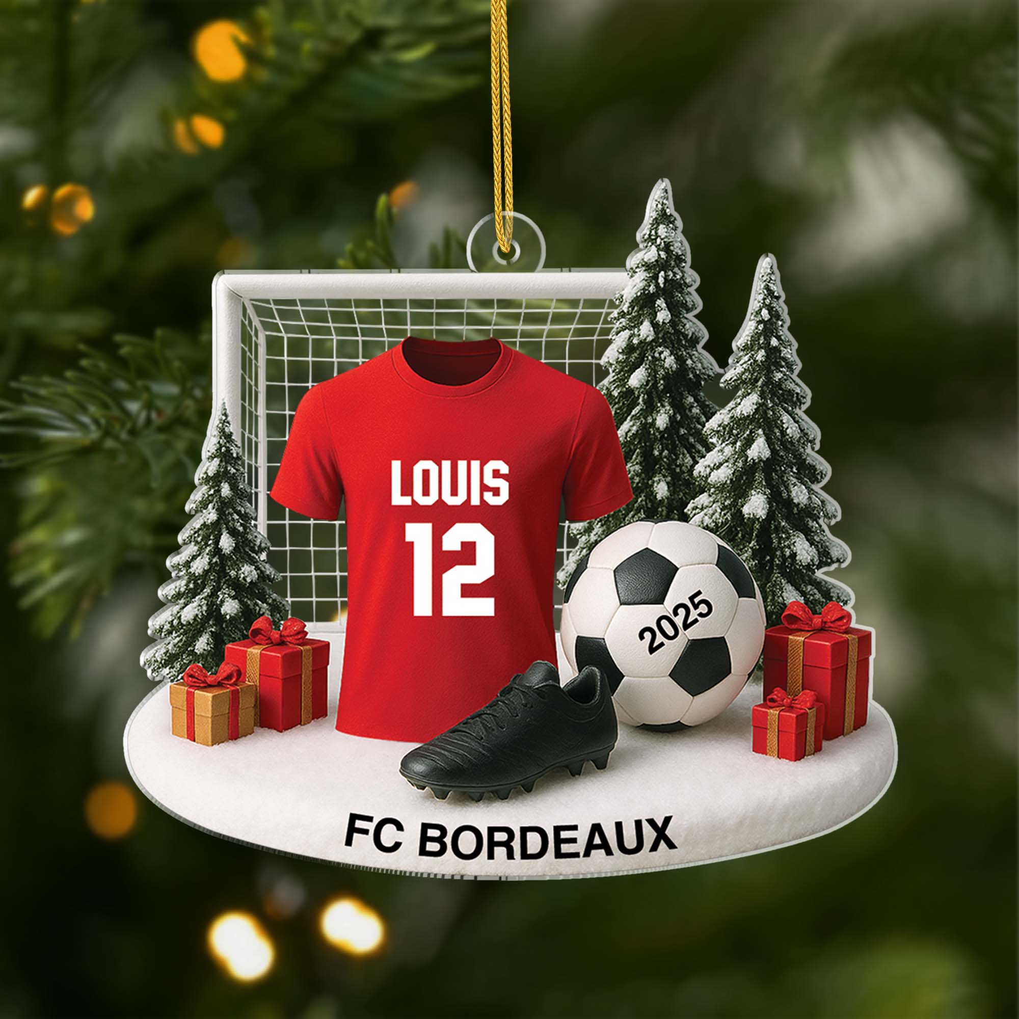 [Effet d'impression 3D] Ornement Noël Acrylique Personnalisé - Mon Équipe De Foot