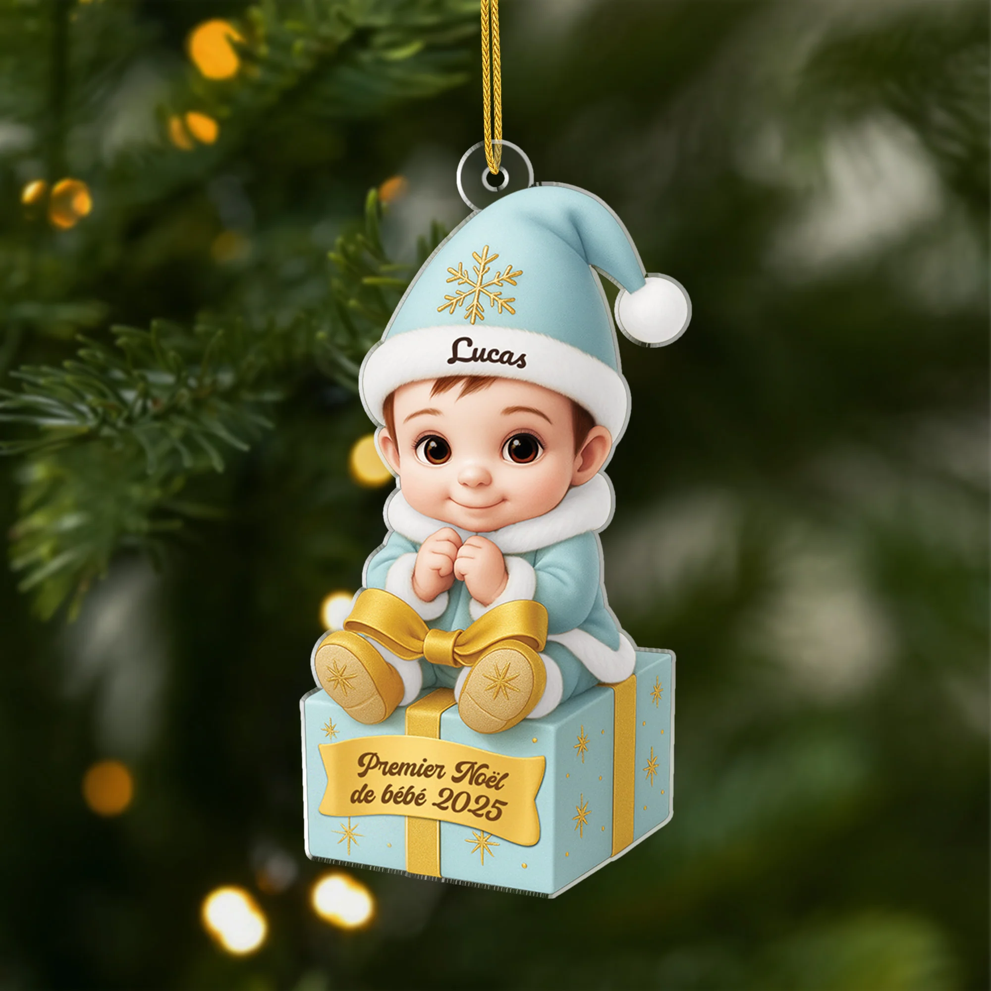 [Effet d'impression 3D] Ornement Noël Acrylique Personnalisé - Mon Petit Enfant