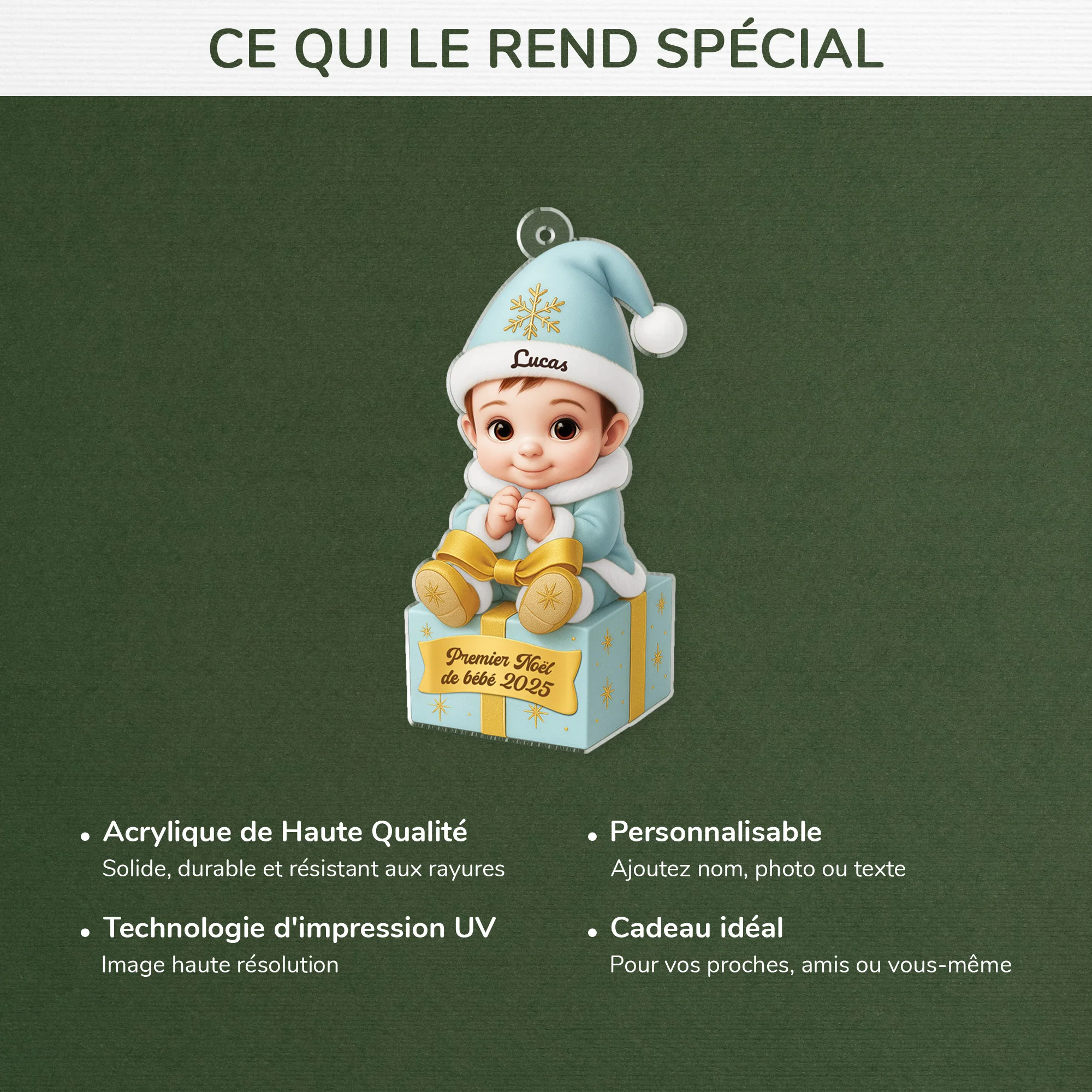 [Effet d'impression 3D] Ornement Noël Acrylique Personnalisé - Mon Petit Enfant - Image 4