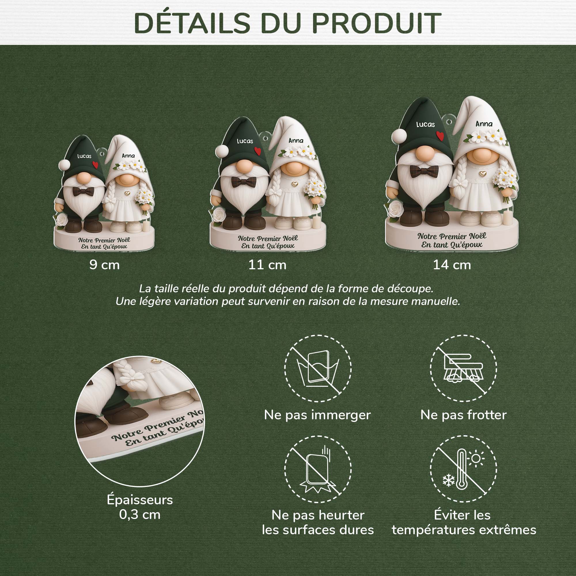 [Effet d'impression 3D] Ornement Noël Acrylique Personnalisé Pour Couple Mariage - Vieillir Ensemble - Image 3