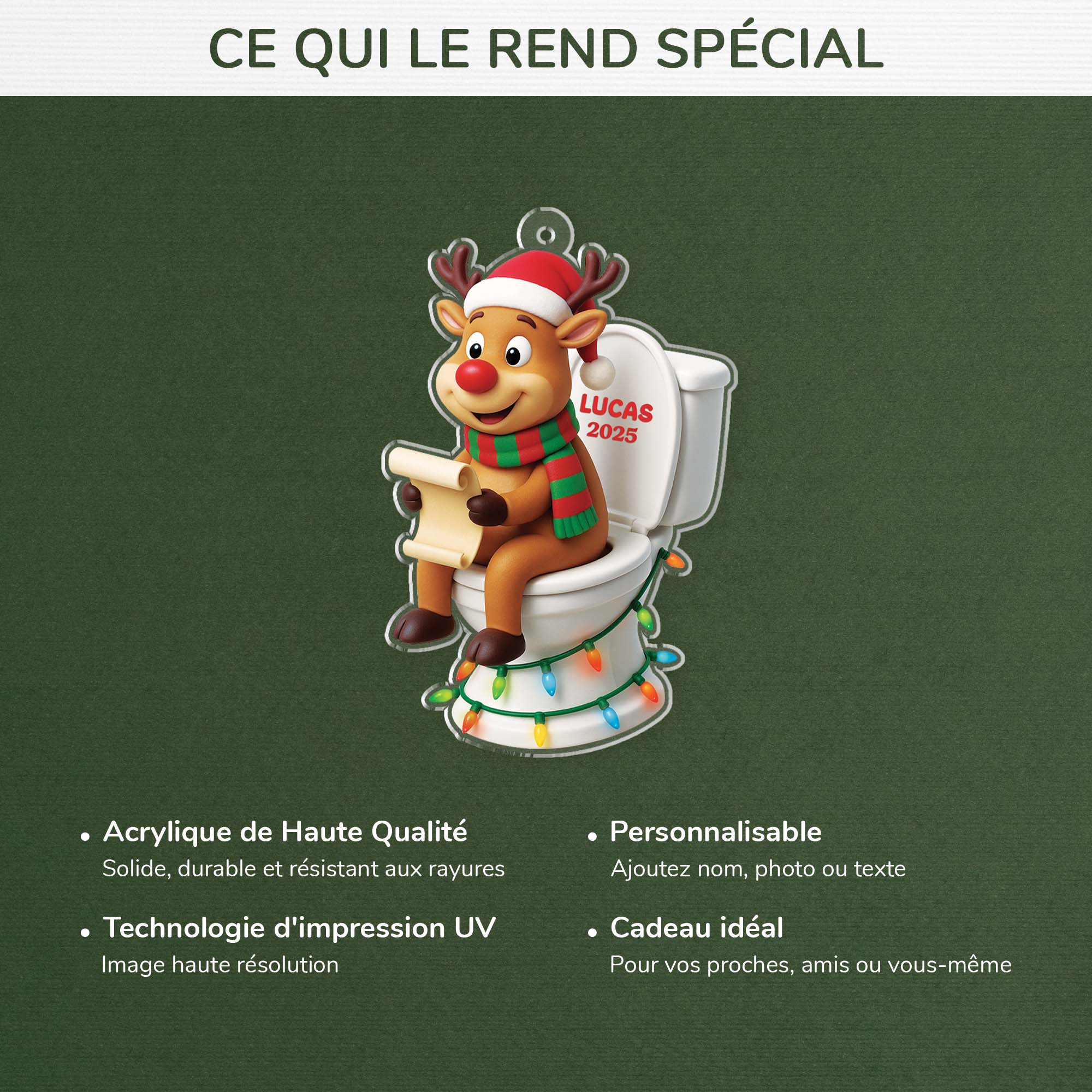 [Effet d'impression 3D] Ornement Noël Acrylique Personnalisé Pour Femme/Homme - Renne Humoristique - Image 4