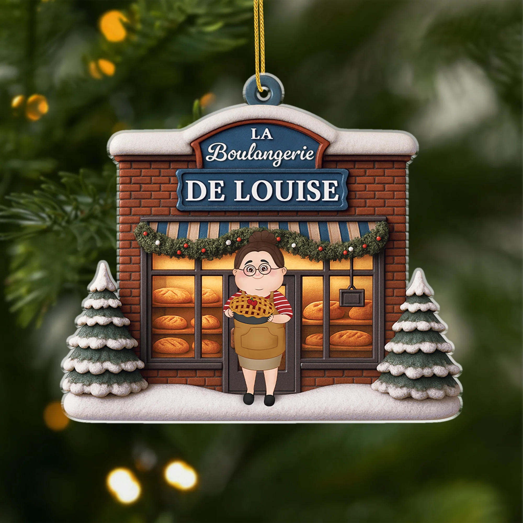 [Effet d'impression 3D] Ornement Noël Acrylique Personnalisé Pour Femme - Ma Boulangerie