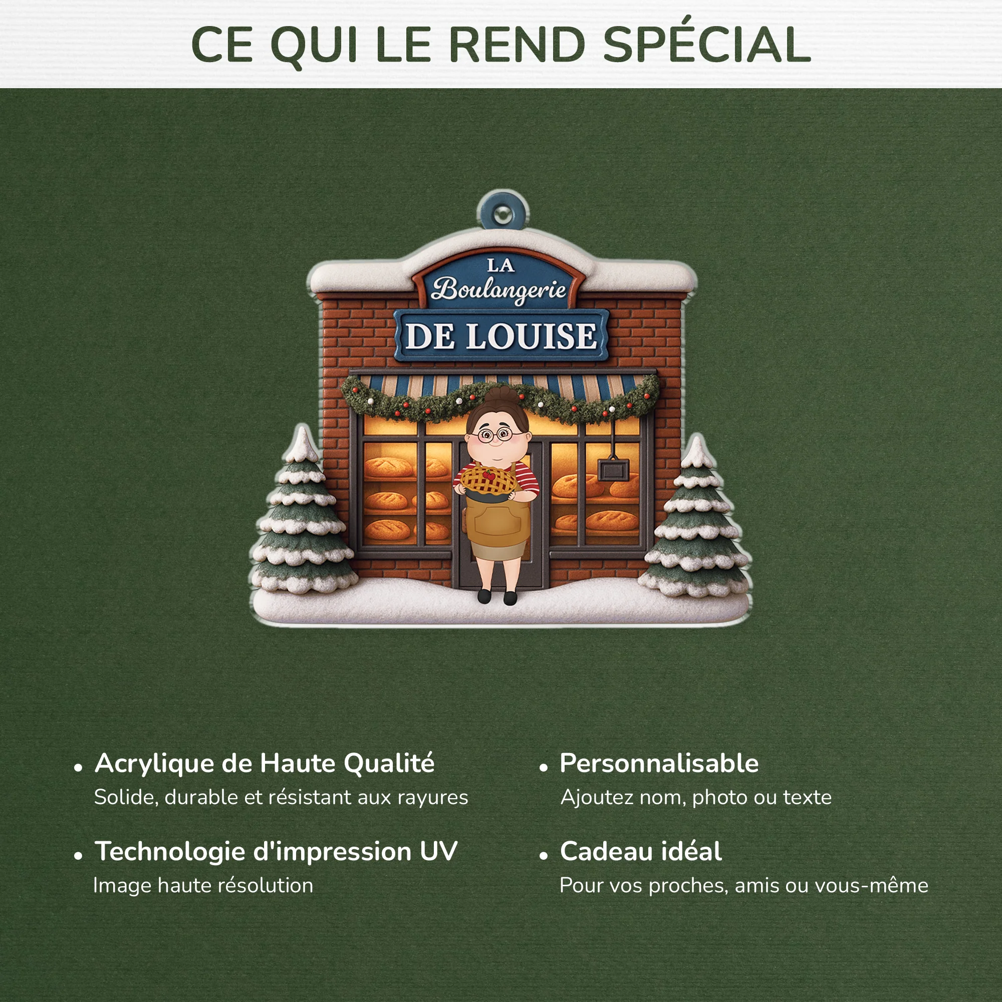 [Effet d'impression 3D] Ornement Noël Acrylique Personnalisé Pour Femme - Ma Boulangerie - Image 4