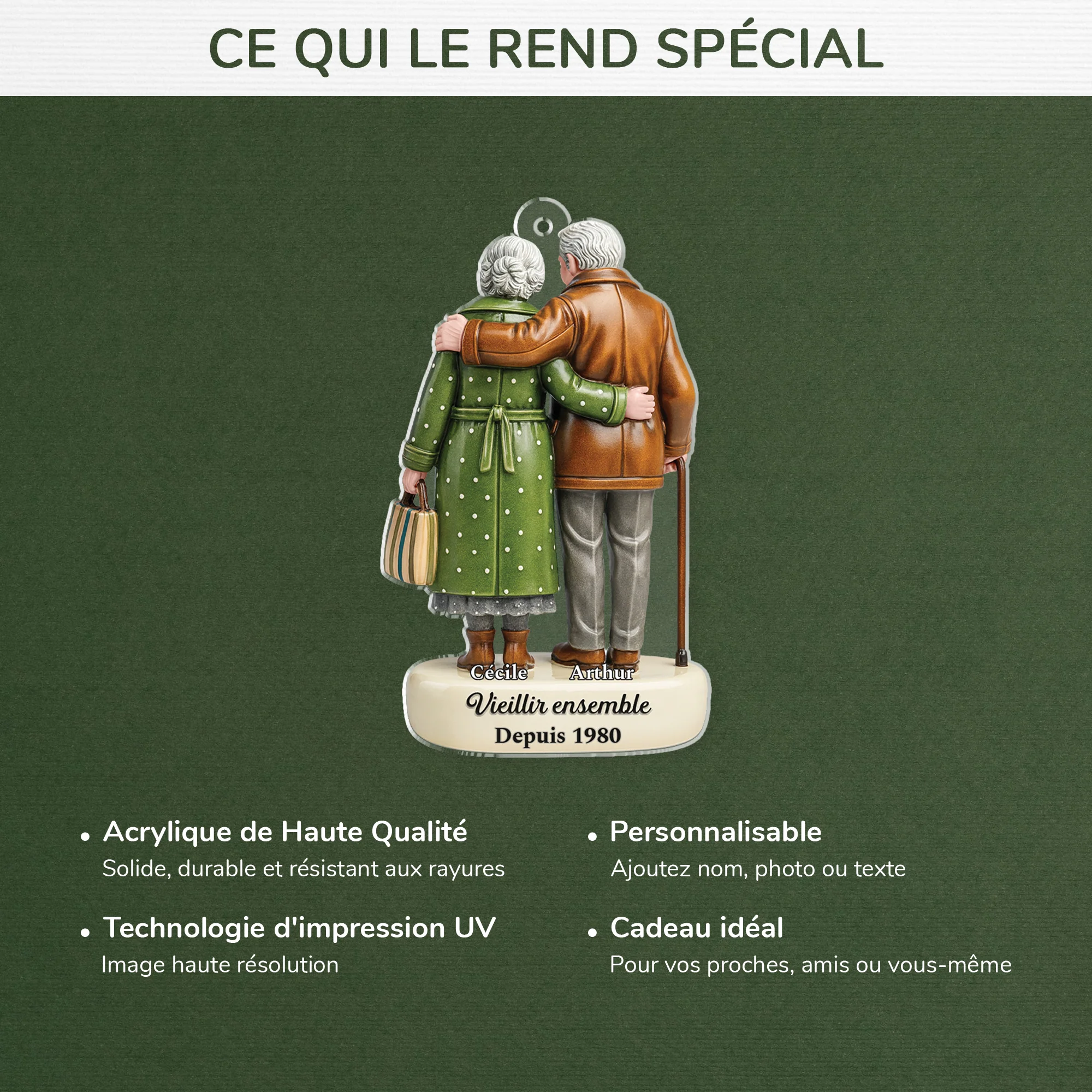 [Effet d'impression 3D] Ornement Noël Acrylique Personnalisé Pour Vieux Couple - Vieillir Ensemble - Image 4