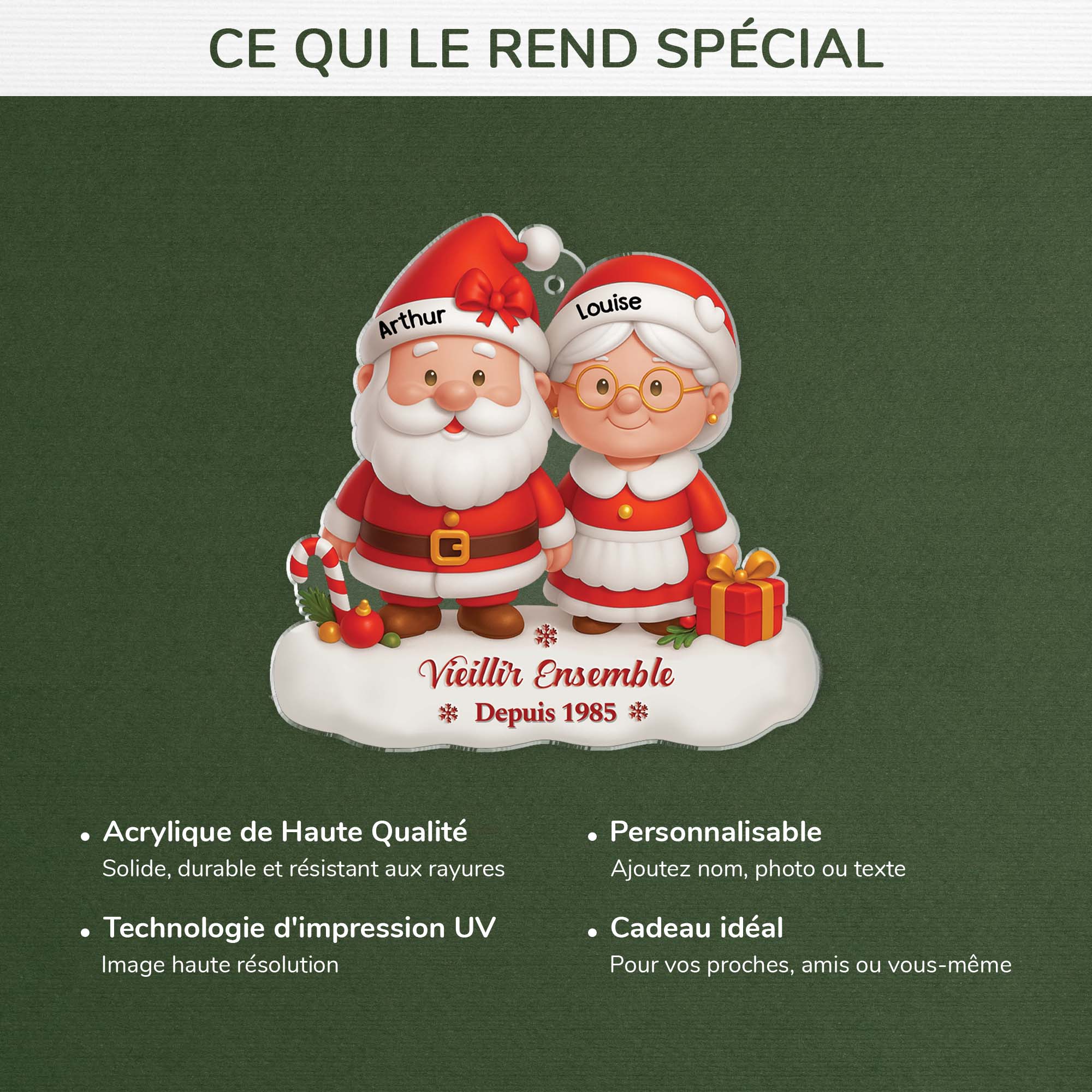 [Effet d'impression 3D] Ornement Noël Acrylique Personnalisé - Toi & Moi Vieillir Ensemble - Image 4