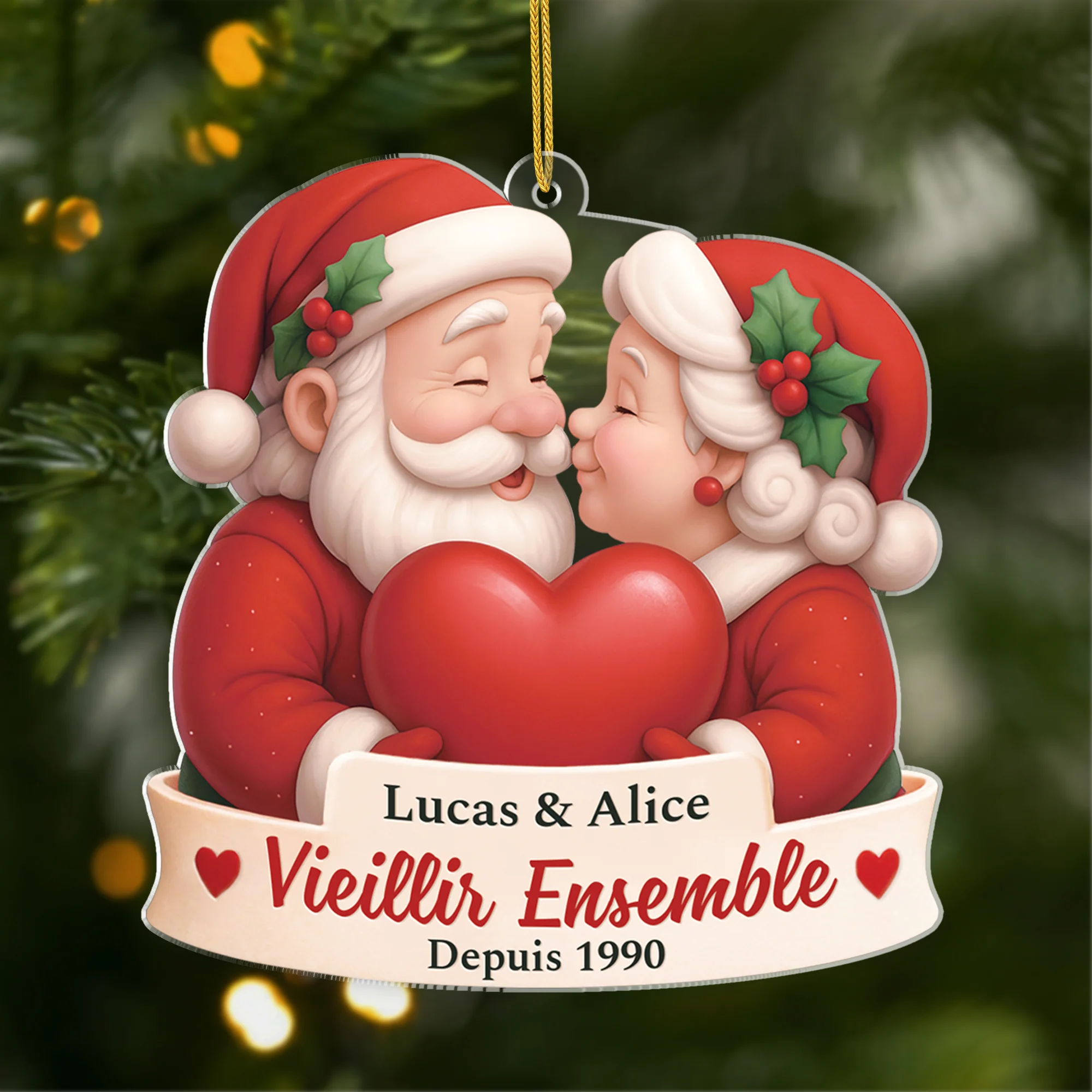 [Effet d'impression 3D] Ornement Noël Acrylique Personnalisé - Vieillir Ensemble Couple