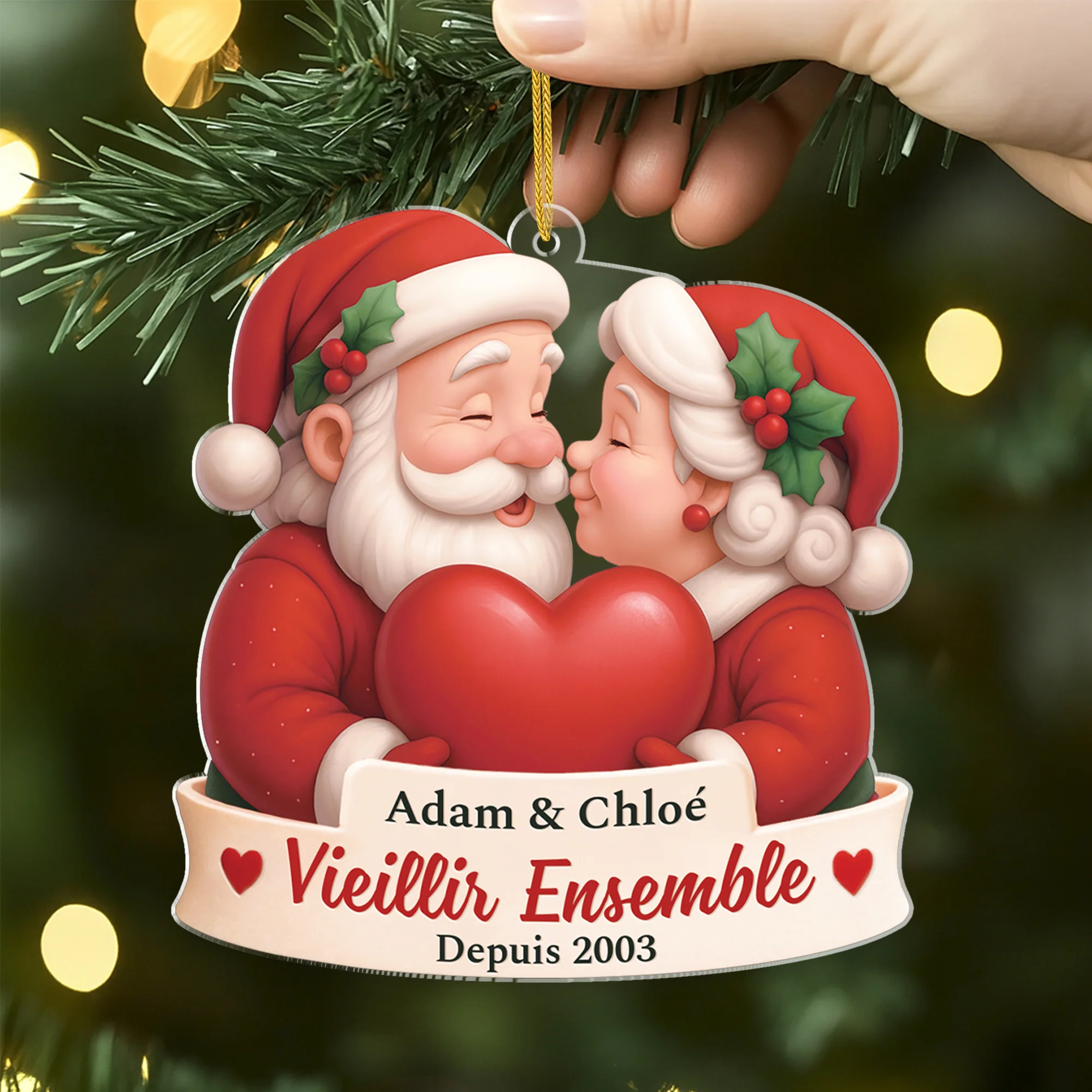 [Effet d'impression 3D] Ornement Noël Acrylique Personnalisé - Vieillir Ensemble Couple - Image 2