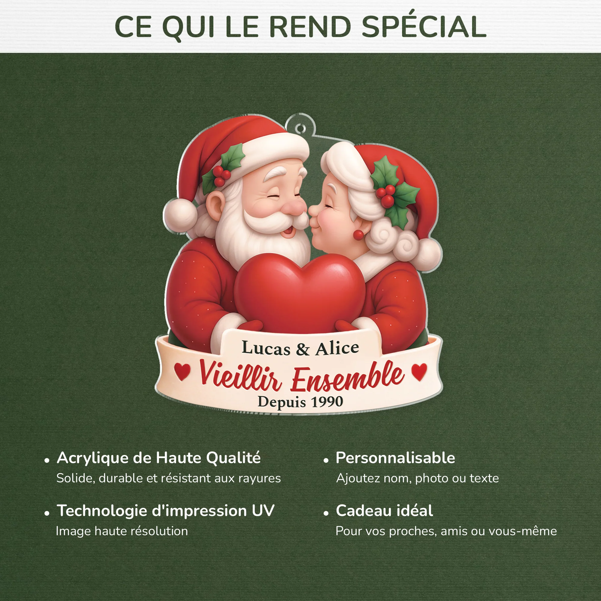 [Effet d'impression 3D] Ornement Noël Acrylique Personnalisé - Vieillir Ensemble Couple - Image 4