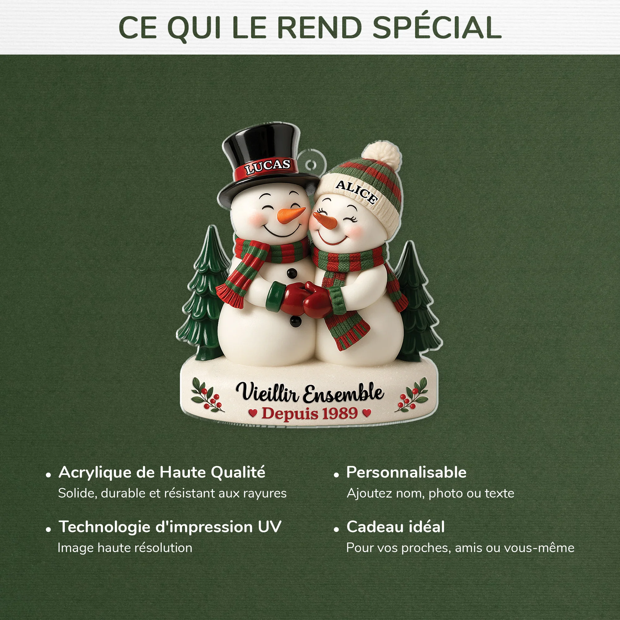 [Effet d'impression 3D] Ornement Noël Acrylique Personnalisé - Vieillir Ensemble Joli Couple - Image 4