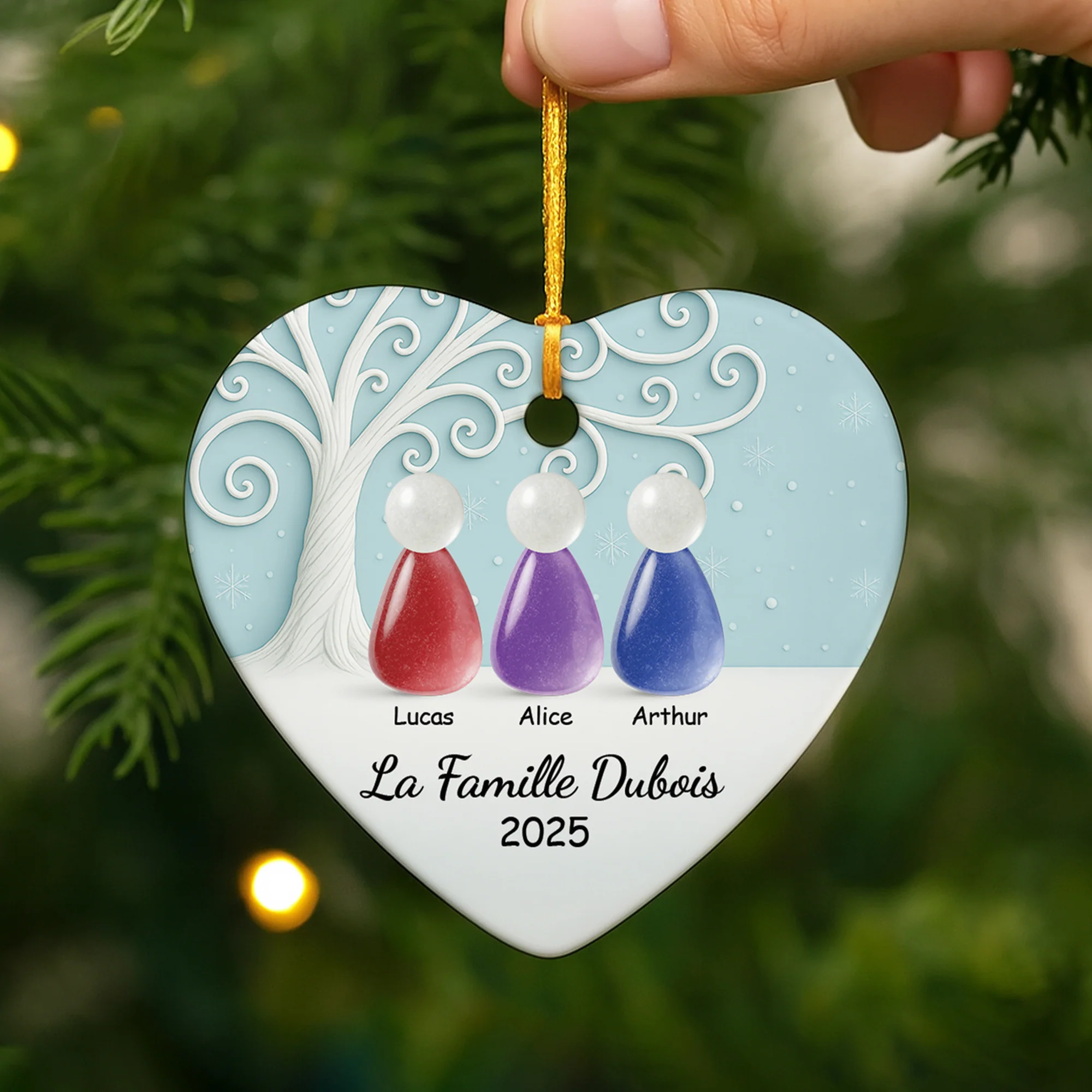 [Effet d'impression 3D] Ornement Noël Céramique Personnalisé - Notre Famille Verre De Mer - Image 2
