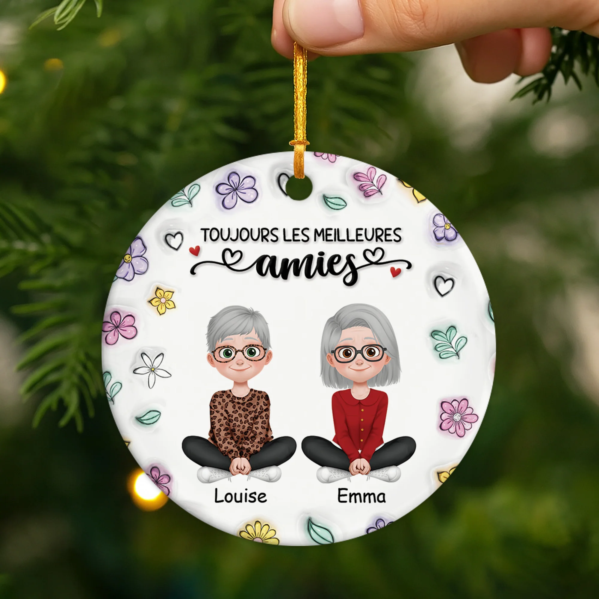 [Effet d'impression 3D] Ornement Noël Céramique Personnalisé - Sœurs Et Meilleures Amies Pour Toujours - Image 2