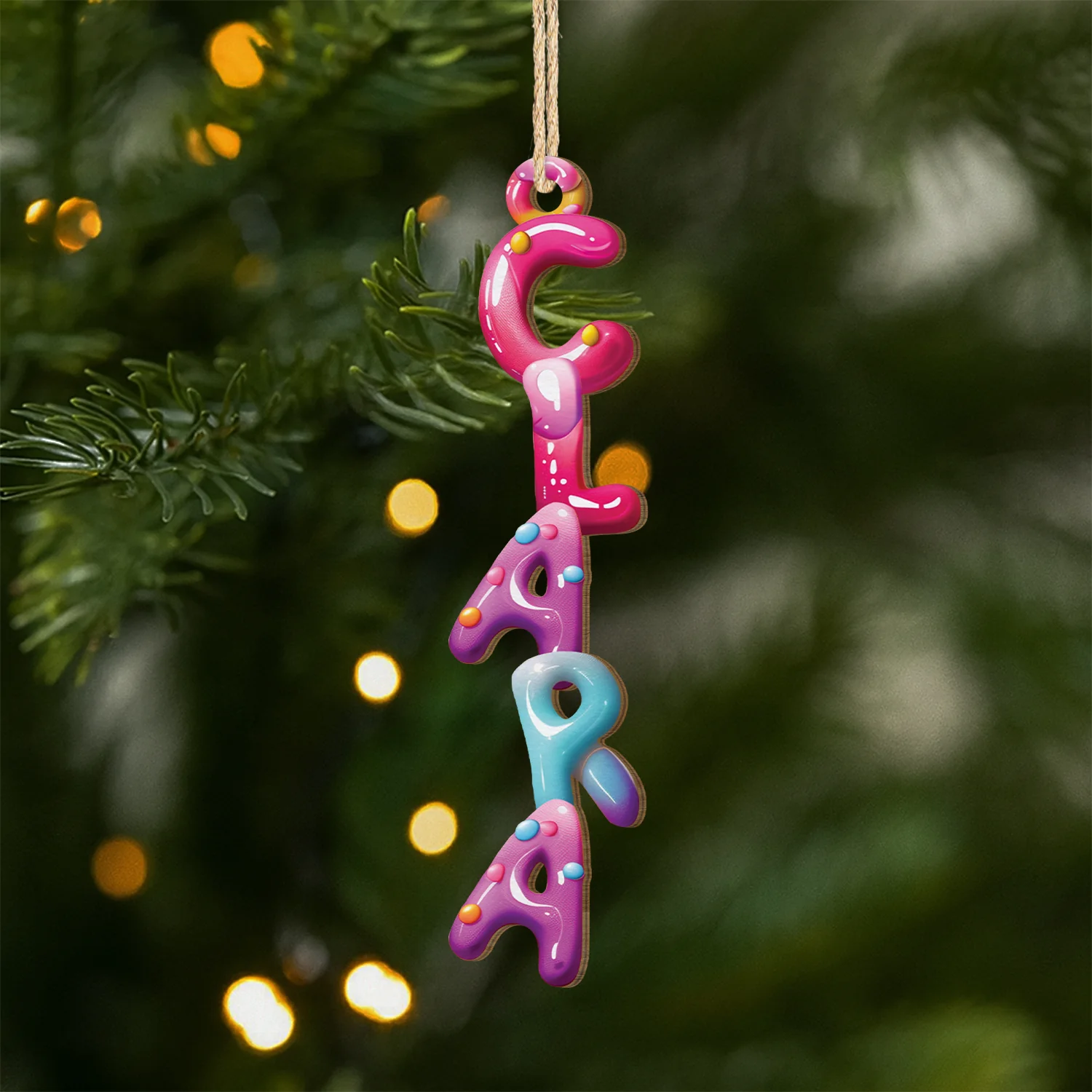 Décoration Noël Personnalisée Prénom – Lettre Bonbon | Ornement Noël 3D En Bois