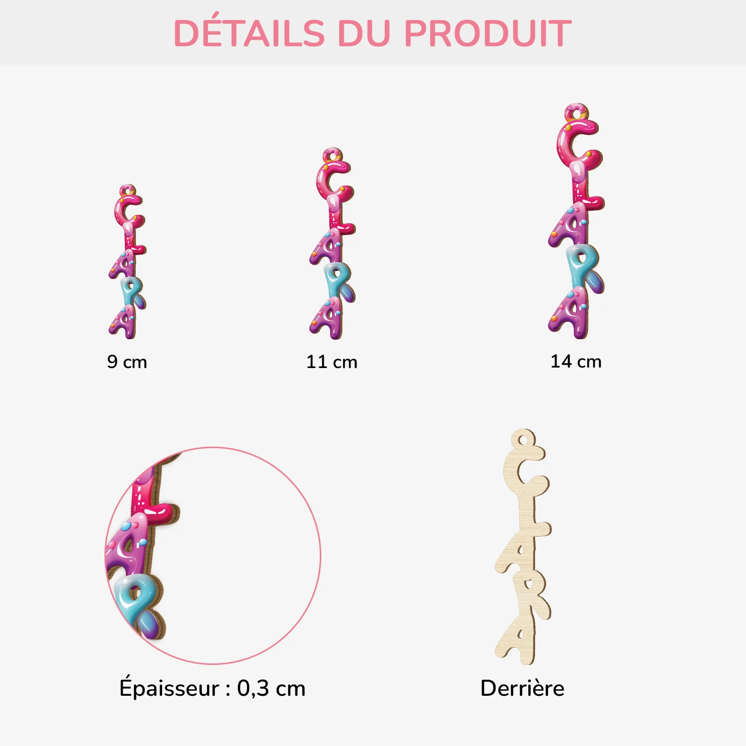 Décoration Noël Personnalisée Prénom – Lettre Bonbon | Ornement Noël 3D En Bois - Image 3