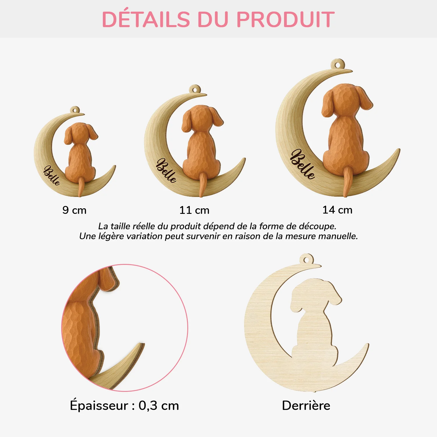 [Effet d'impression 3D] Ornement Noël En Bois À 1 Couche Personnalisé - Chien Sous Les Étoiles - Image 3