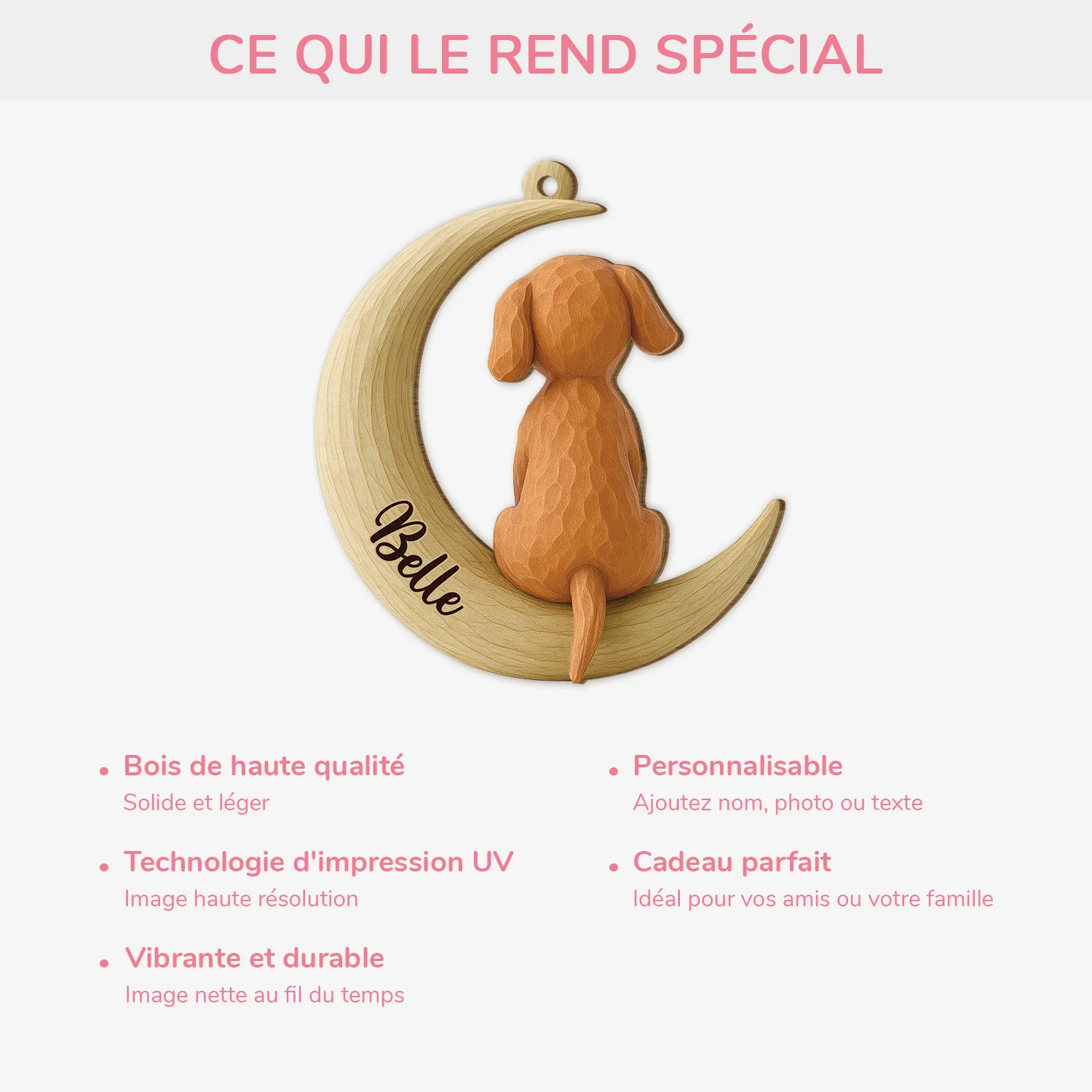 [Effet d'impression 3D] Ornement Noël En Bois À 1 Couche Personnalisé - Chien Sous Les Étoiles - Image 4