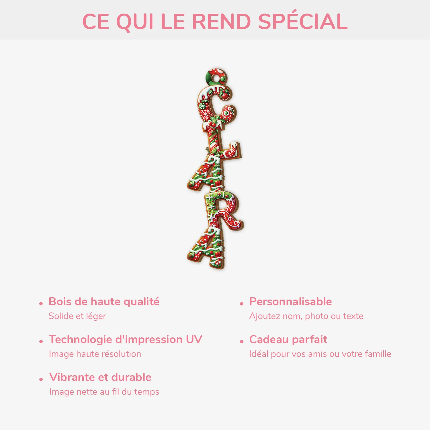 Décoration Noël Prénom Personnalisé – Effet 3D En Bois – Les Lettres De Mon Prénom - Image 4