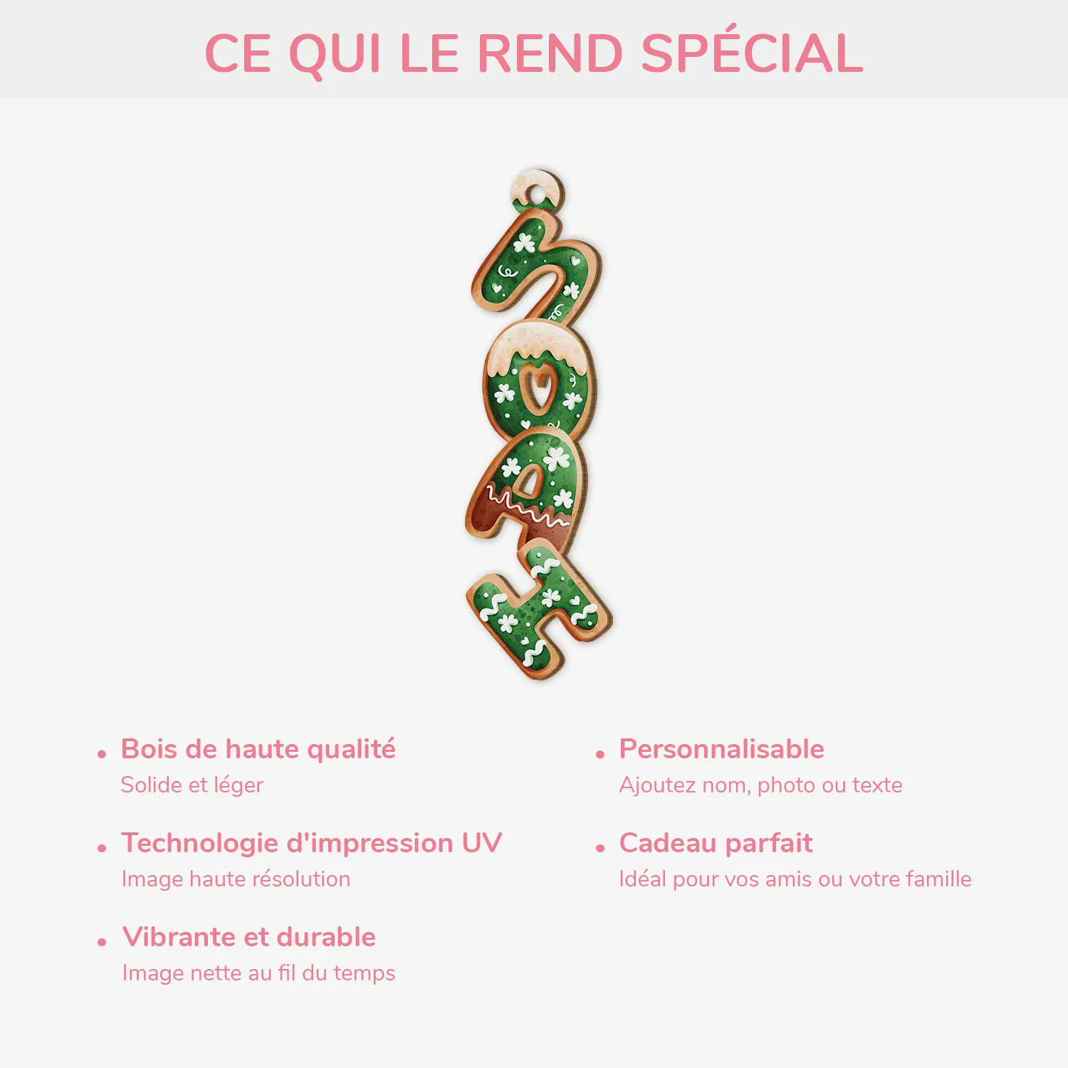 Lettres Style Biscuit Sapin – Décoration Prénom Personnalisée | Effet 3D En Bois À 1 Couche - Image 3