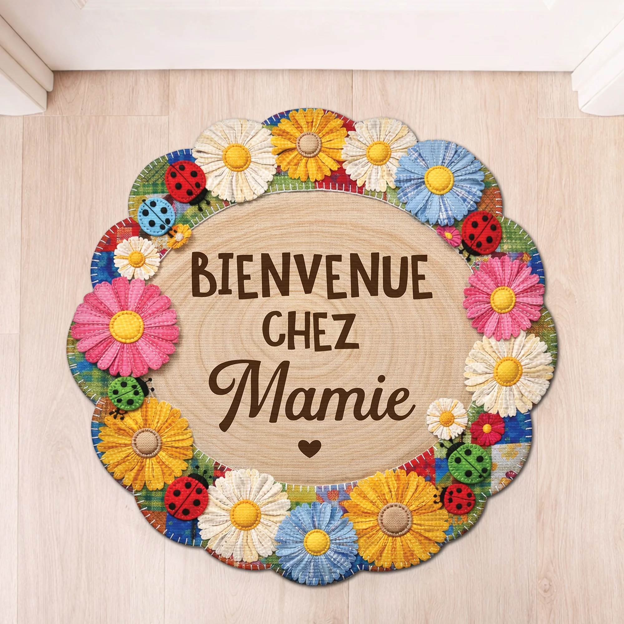 [Effet d'impression 3D] Paillasson Forme Originale Personnalisé - Bienvenue Chez Mamie Maman